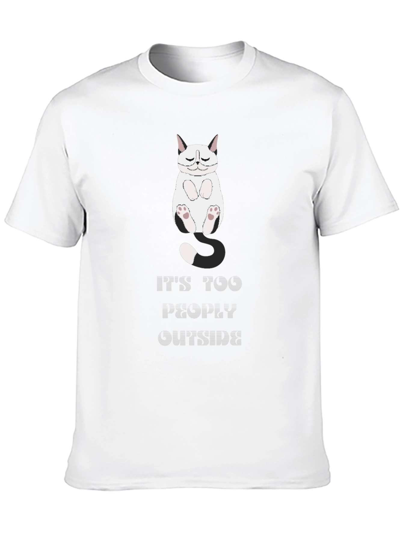 Black Funny Cat Graphic T-Shirt - "It's Too Peopley Outside" view 10