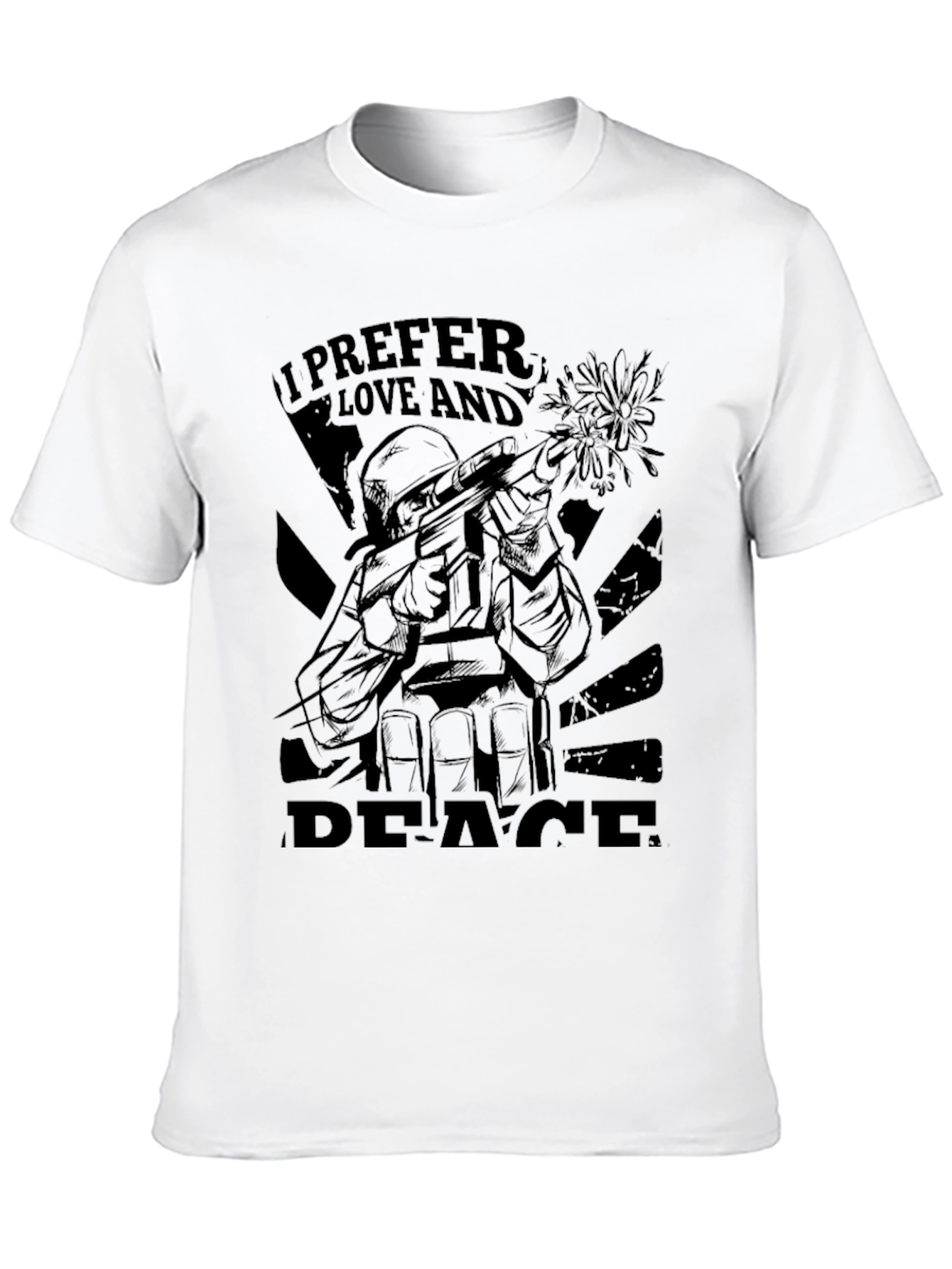 Black I Prefer Love and Peace Graphic Tee - Black view 10