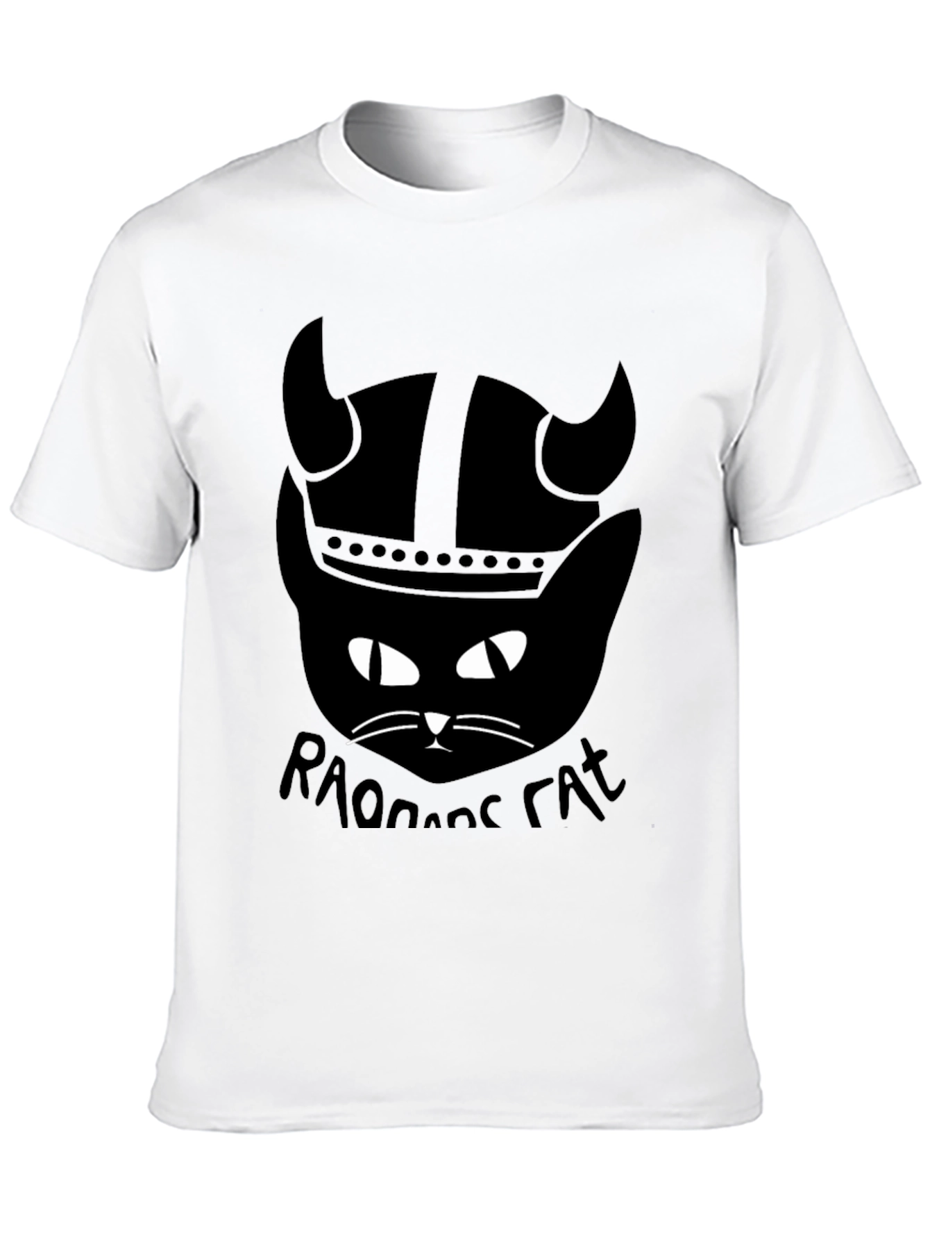 Black Viking Cat T-Shirt - Raonoane Cat - Black Cotton Tee view 10