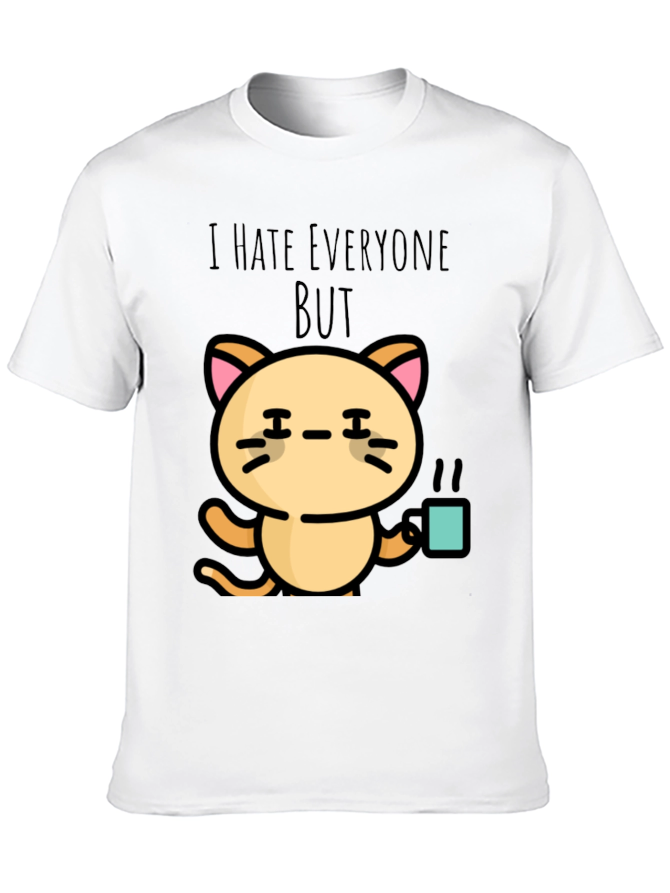Black I Hate Everyone But Cat T-Shirt view 10