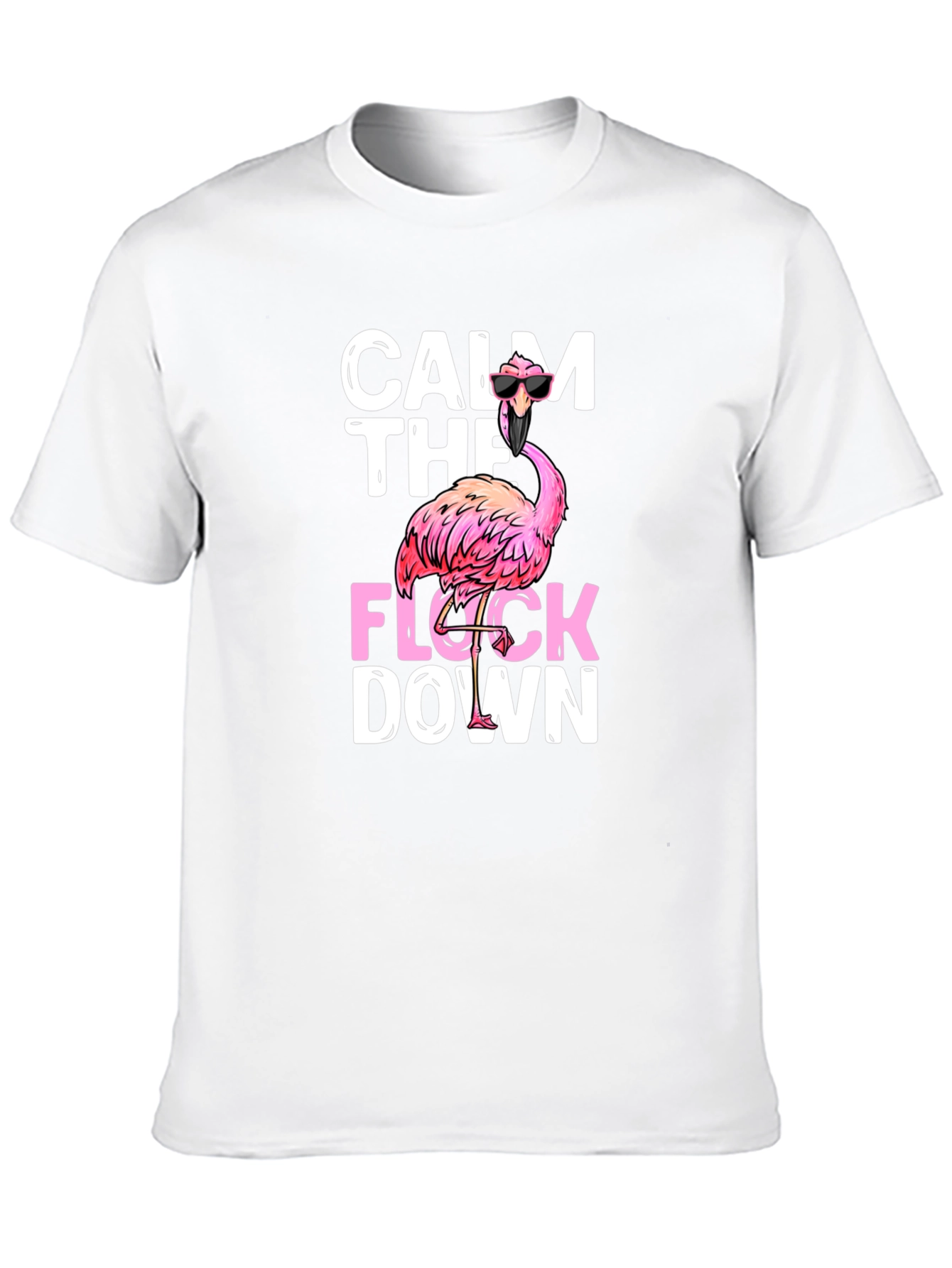 Black Calm The Flock Down Flamingo T-Shirt view 10