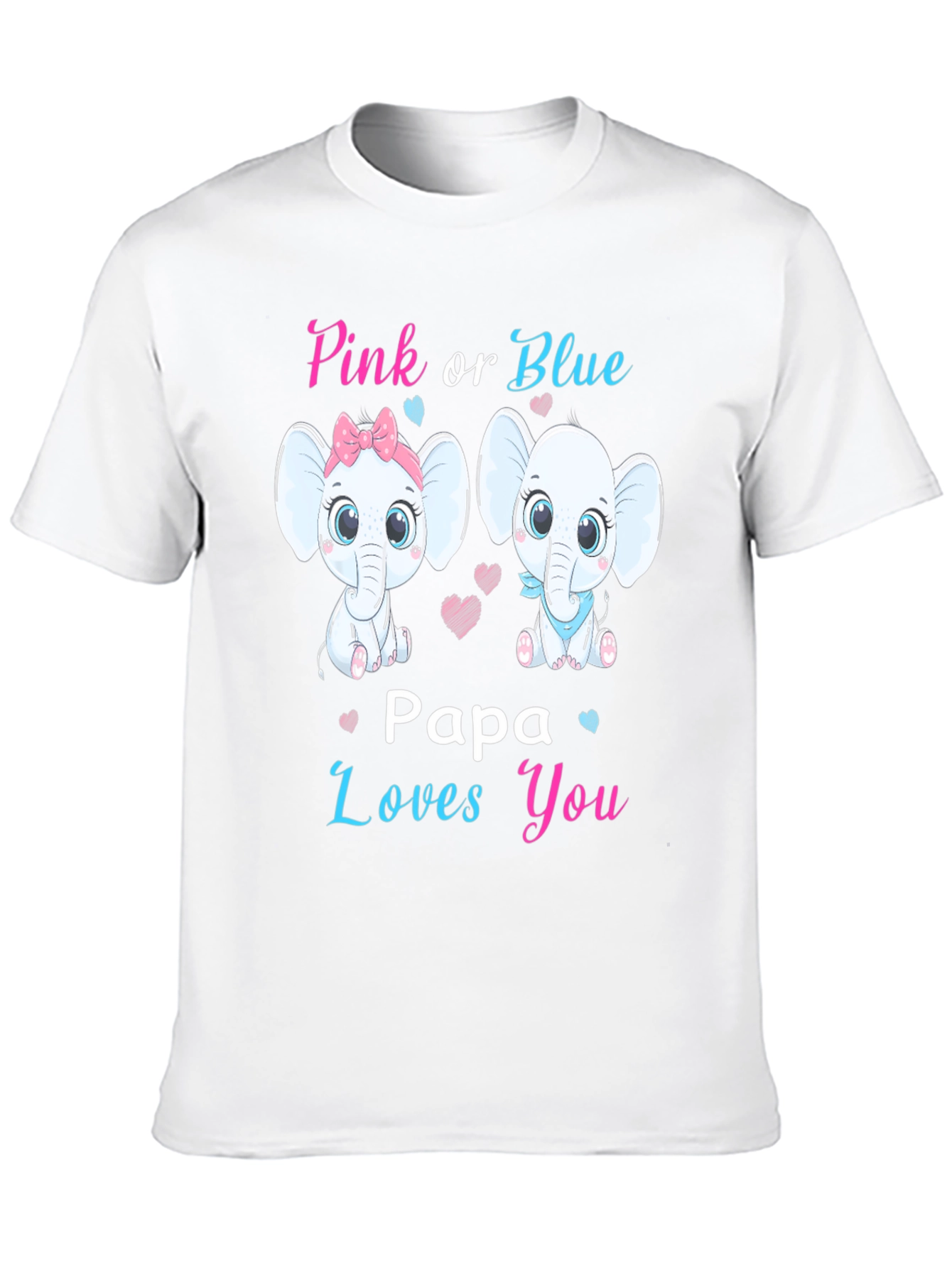 Black Pink or Blue Papa Loves You Baby Shower Gender Reveal T-Shirt view 10