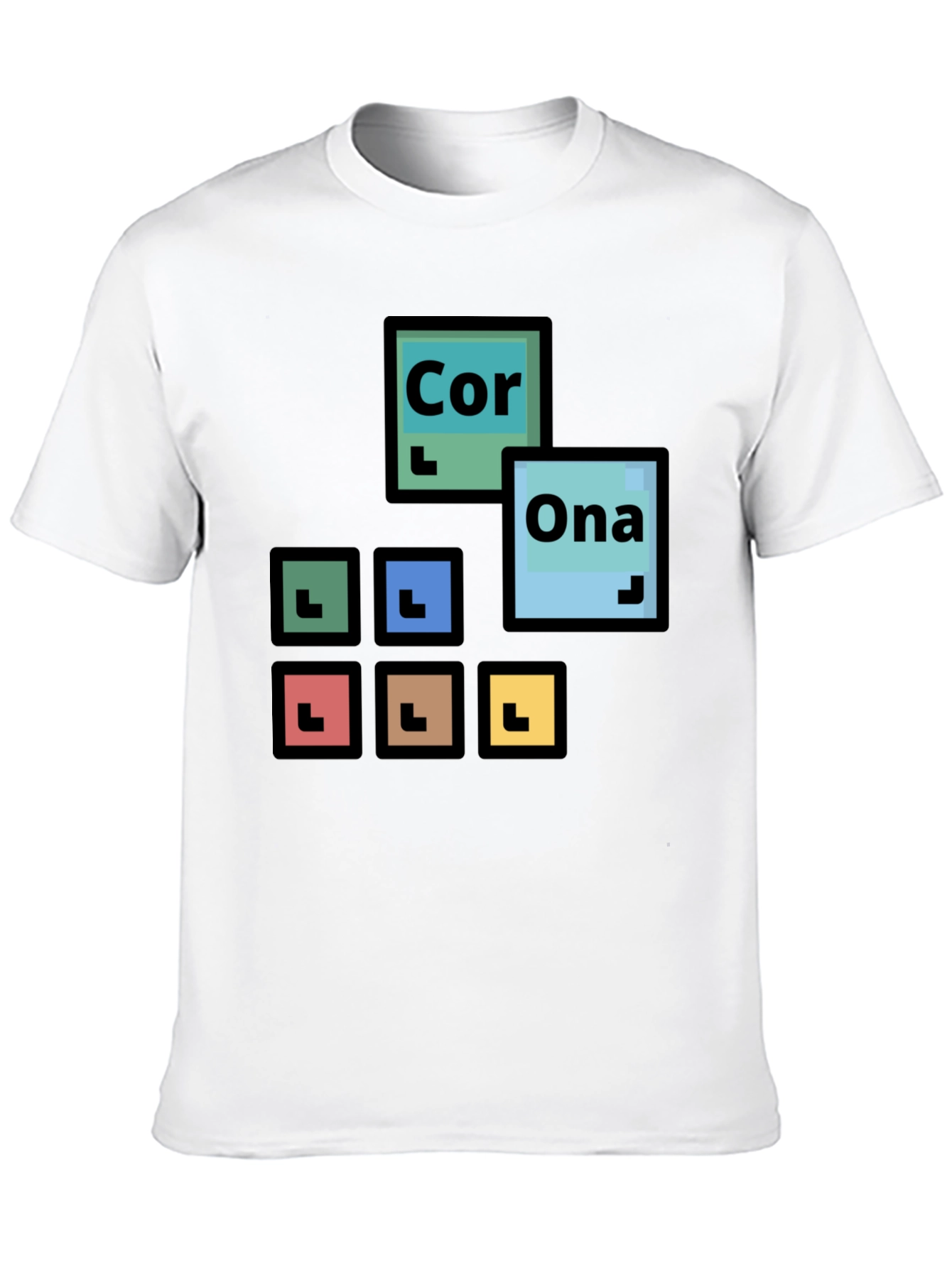 Black Periodic Table Corona T-Shirt - Black Cotton Tee view 10