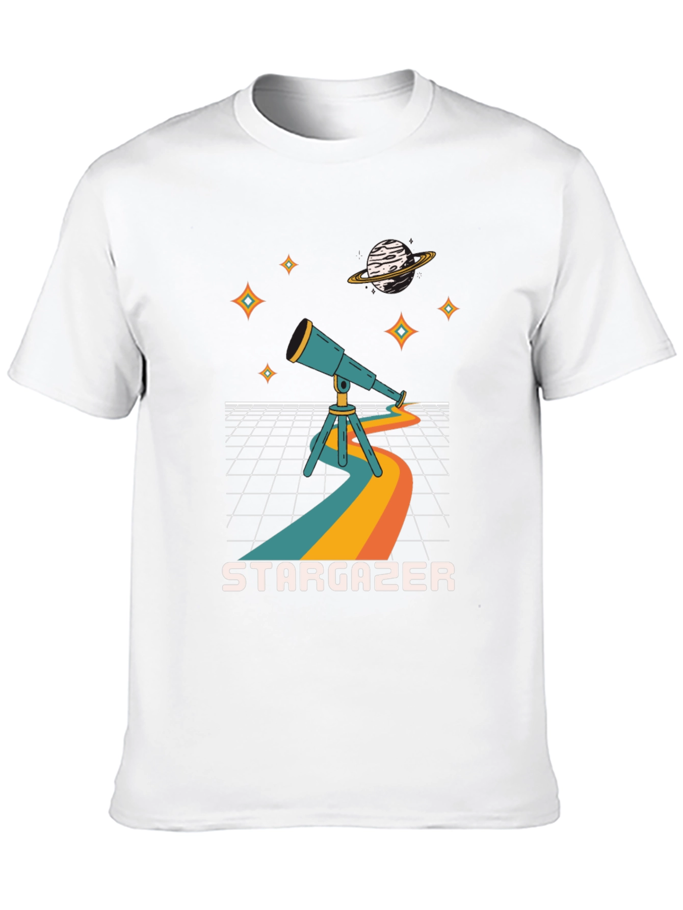 Black Stargazer Graphic Tee - Cosmic Telescope Design view 10