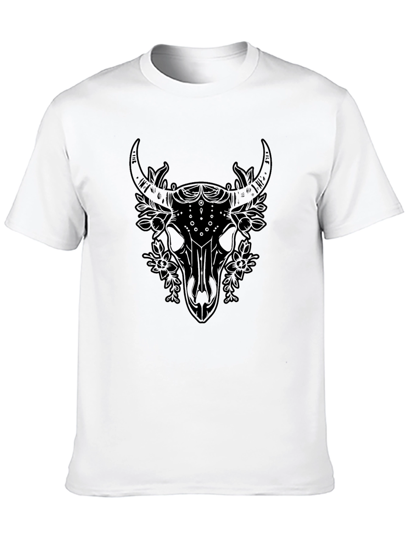 Black Black Floral Skull Graphic Tee - Edgy Streetwear view 10