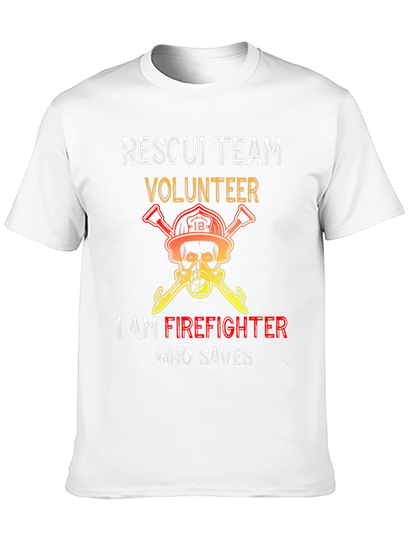 Black Rescue Team Volunteer Firefighter Graphic Tee view 10