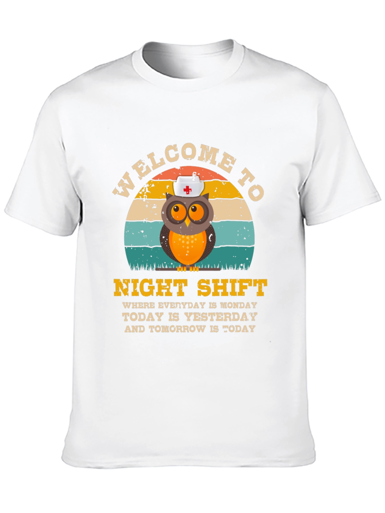 Black Night Shift Nurse Owl T-Shirt view 10