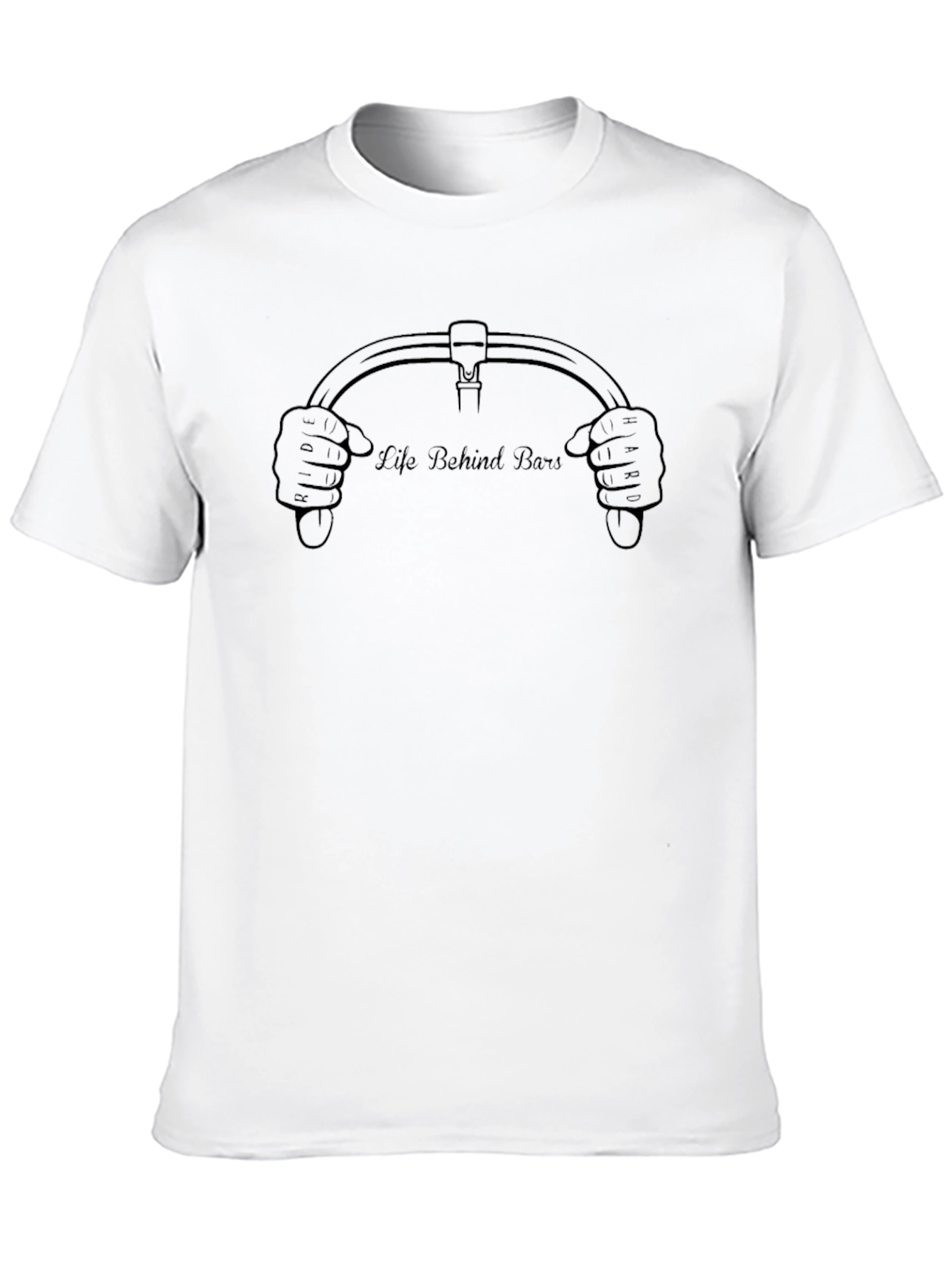 Black Life Behind Bars T-Shirt - Motorcycle Handlebar Design view 10