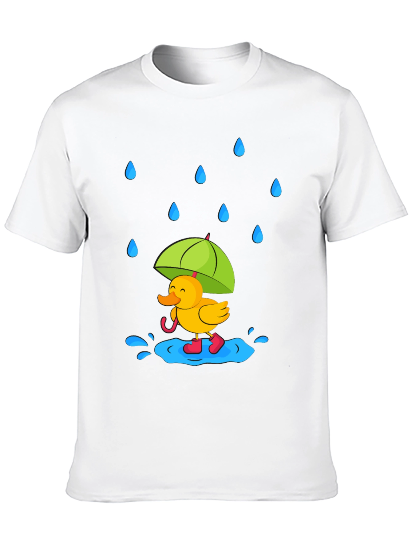 Black Rainy Day Duck T-Shirt - Cute Cartoon Graphic Tee view 10
