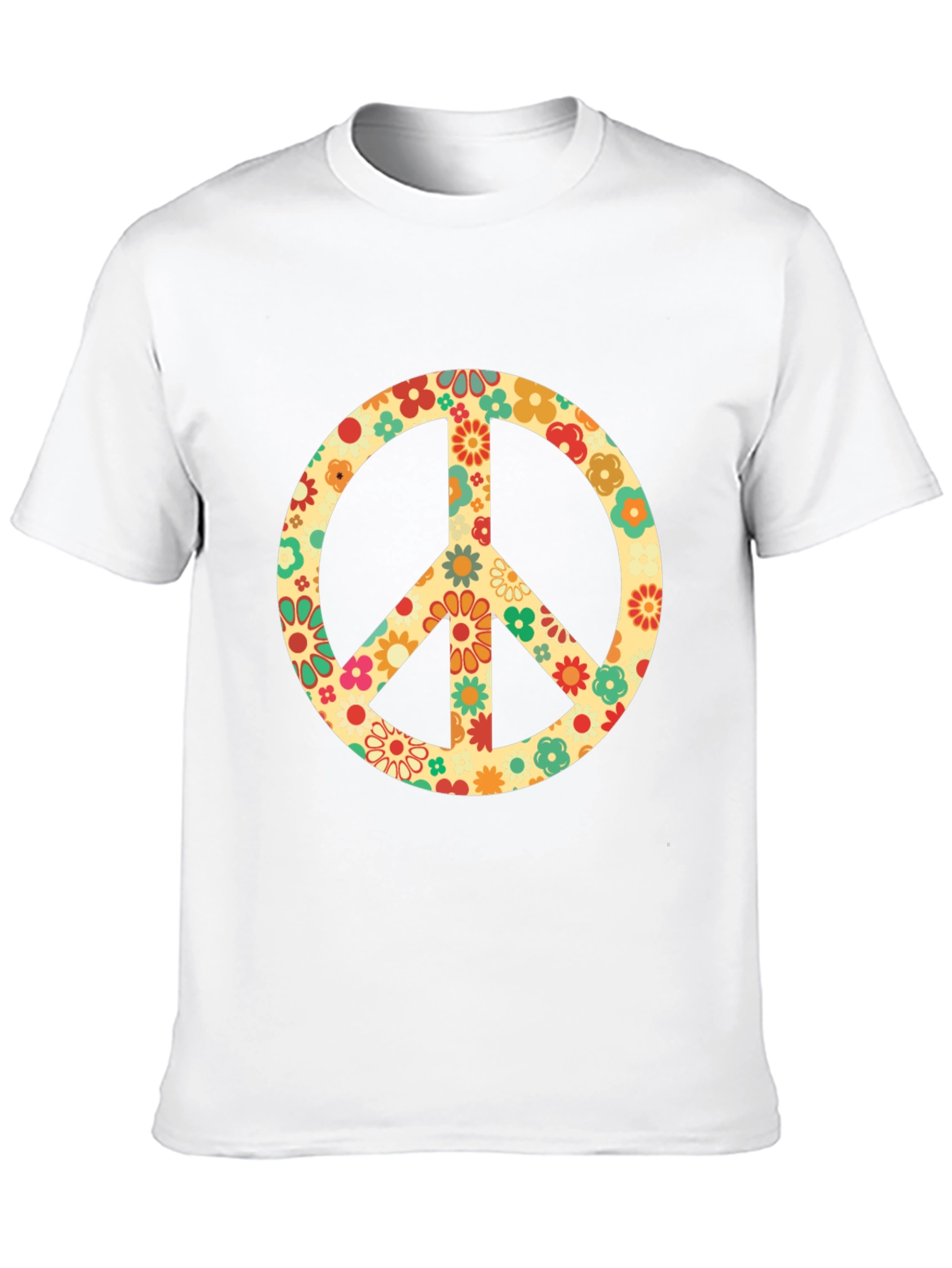 Black Retro Floral Peace Sign Graphic T-Shirt view 10