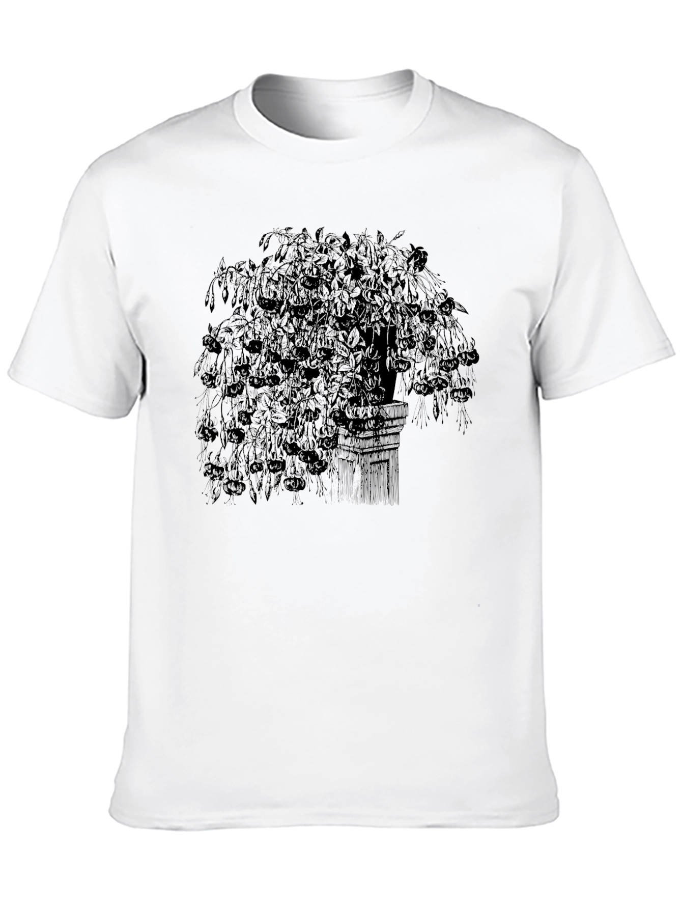 Black Vintage Botanical Print Black T-Shirt view 10