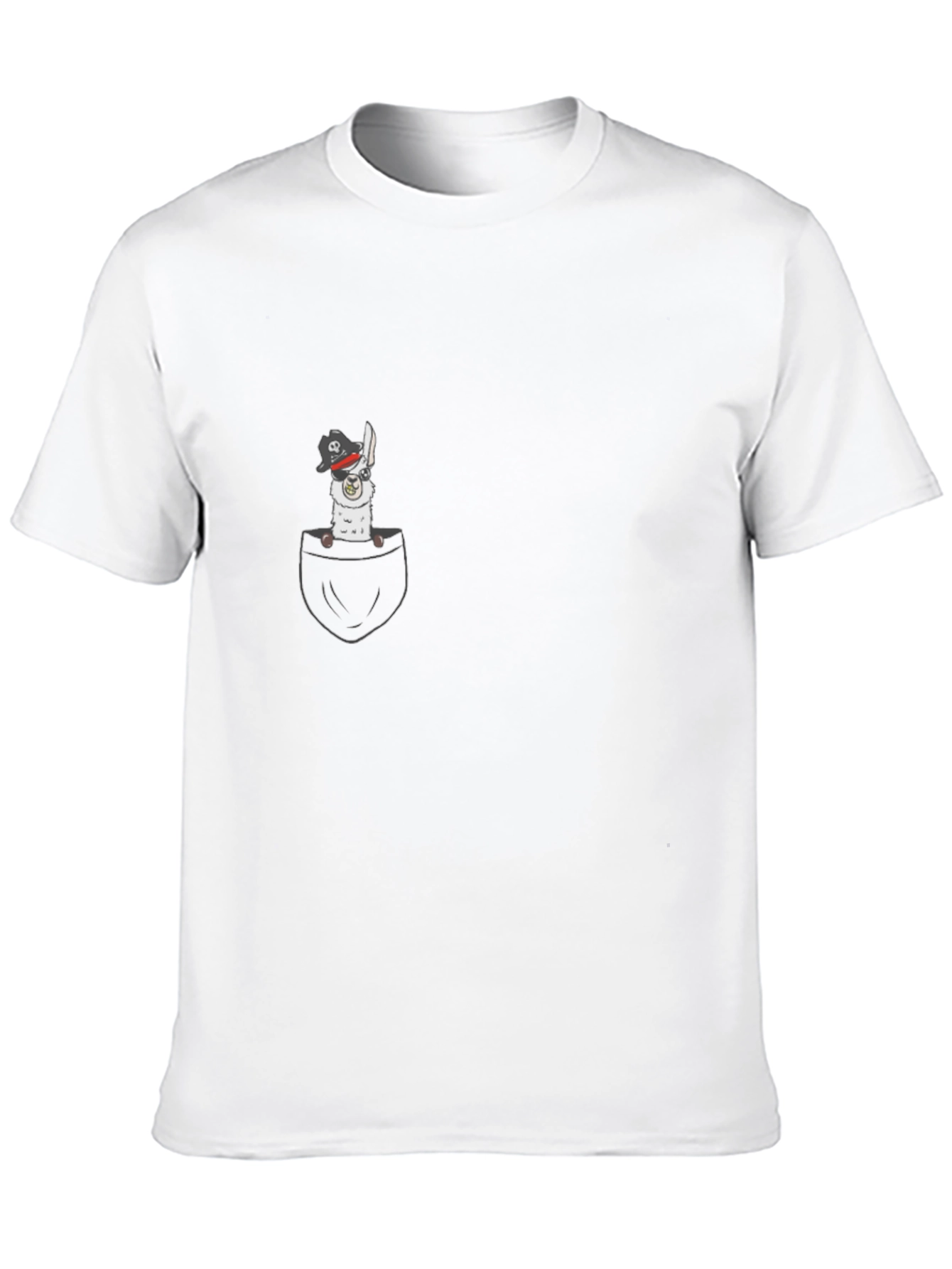 Black Pirate Llama Pocket T-Shirt - Black view 10