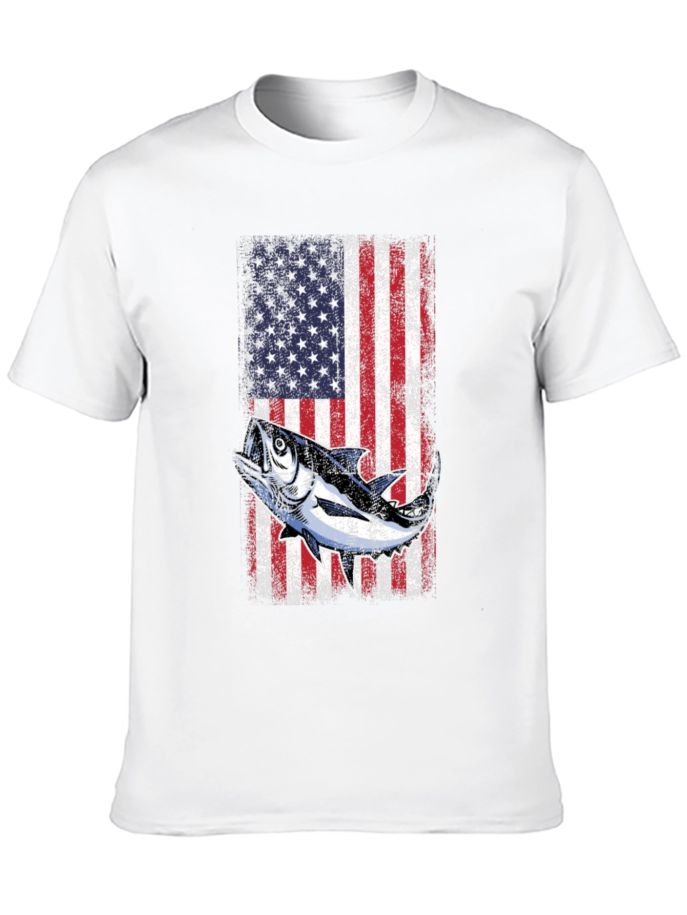 Black American Flag Tuna Fishing T-Shirt view 10