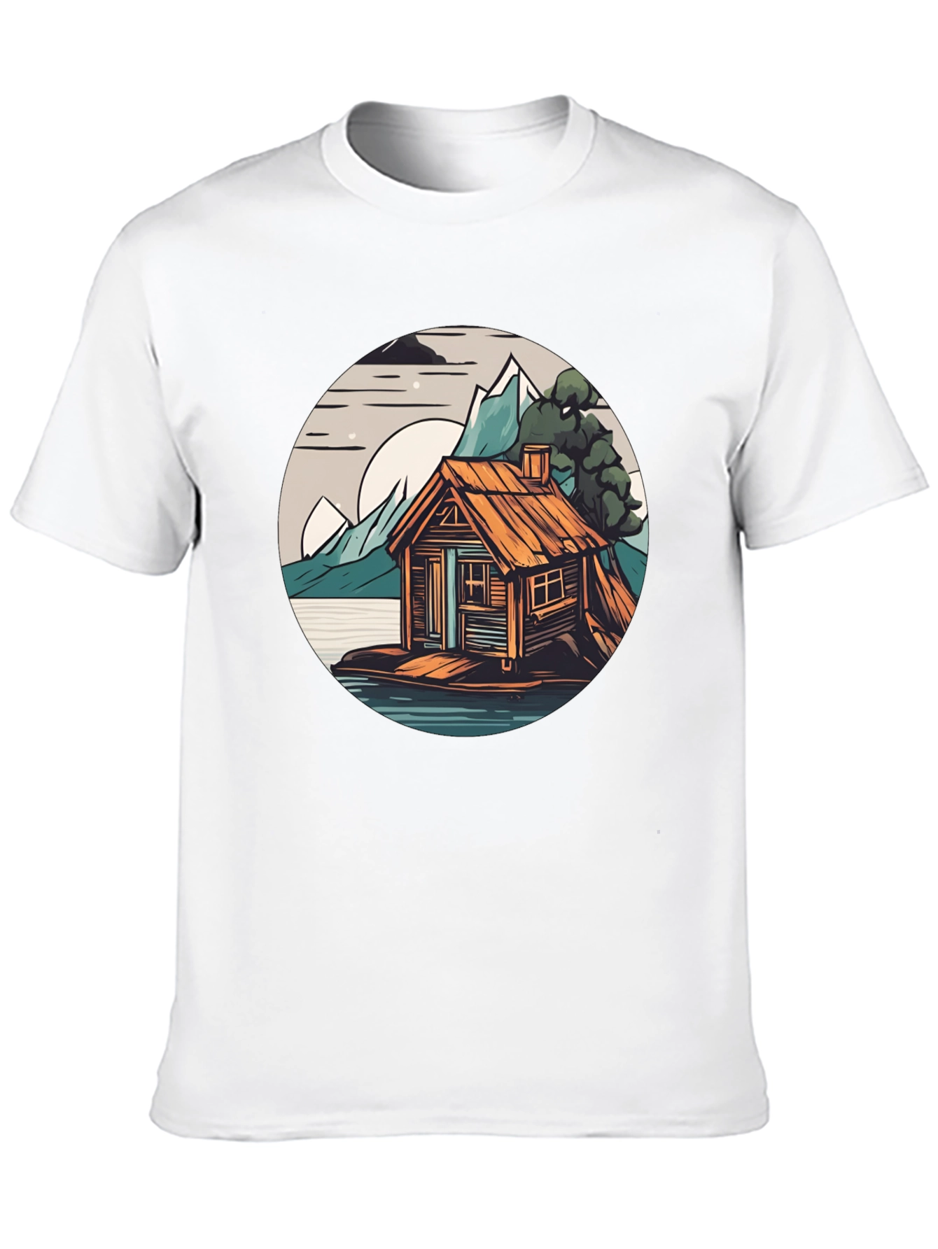 Black Cabin Lake Tee: Nature Graphic Shirt view 10