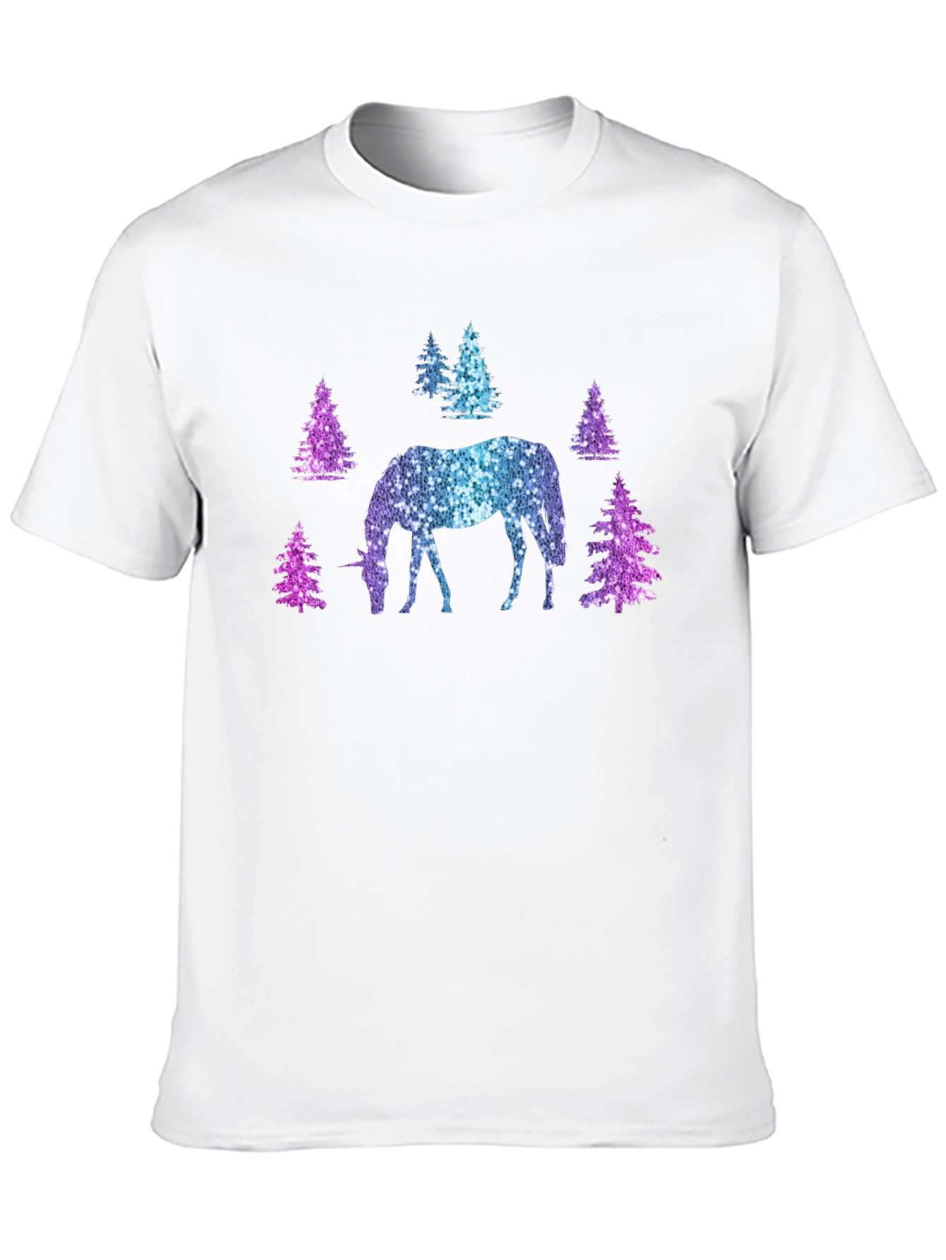 Black Unicorn Forest Glitter T-Shirt - Magical Sparkle Tee view 10