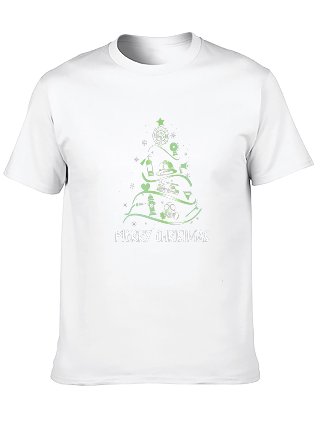 Black Firefighter Christmas Tree T-Shirt view 10