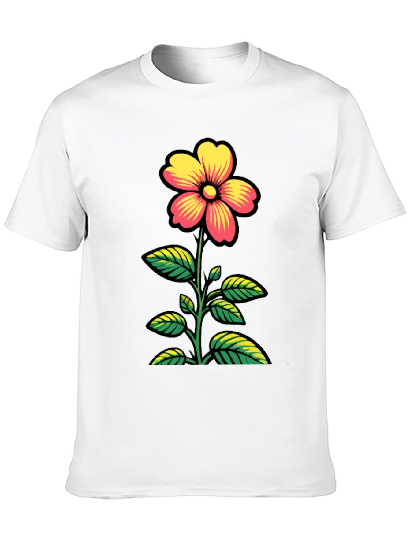 Black Floral Graphic T-Shirt - Black Cotton Tee view 10