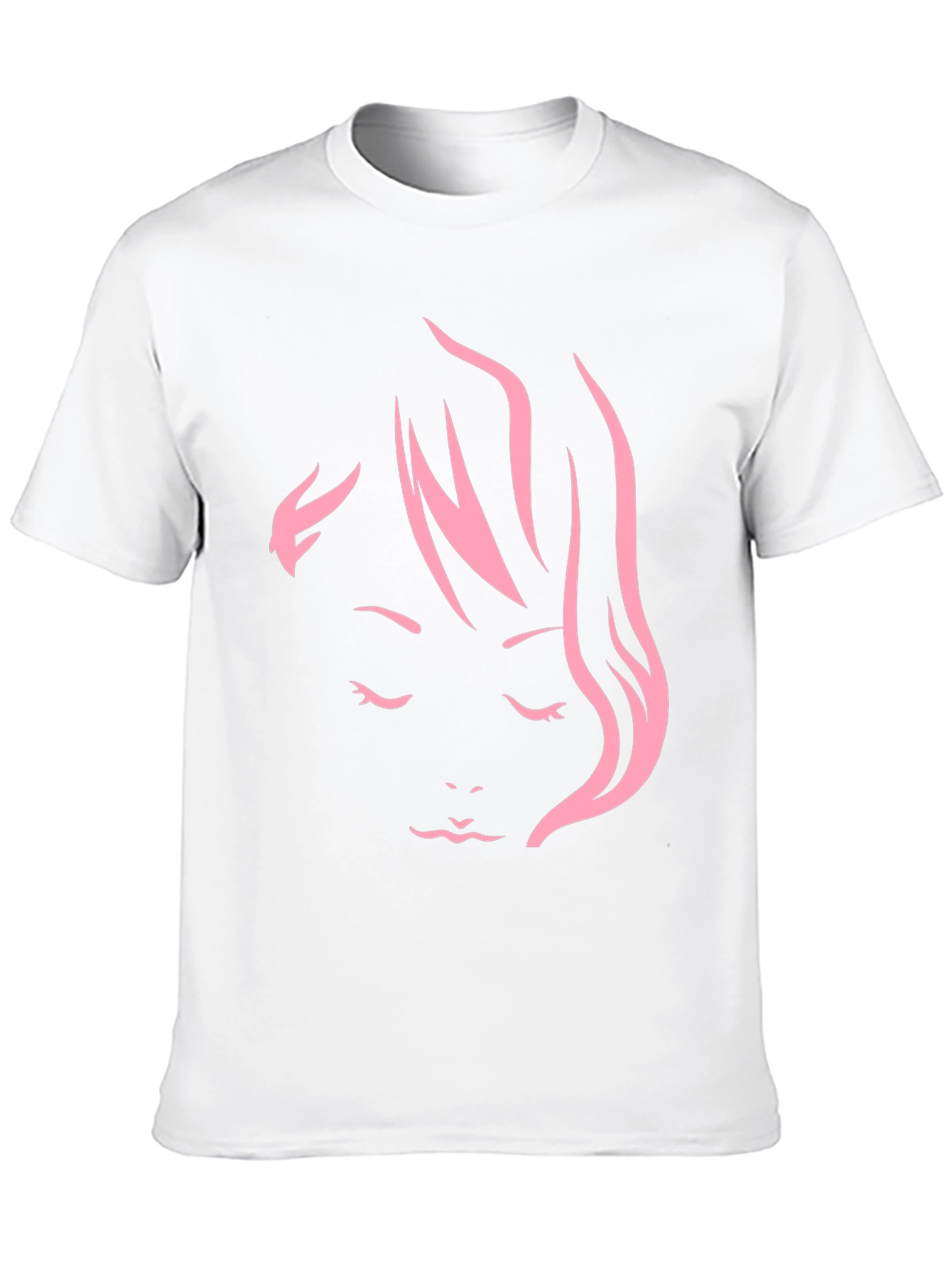 Black Minimalist Pink Woman Face Graphic Tee view 10