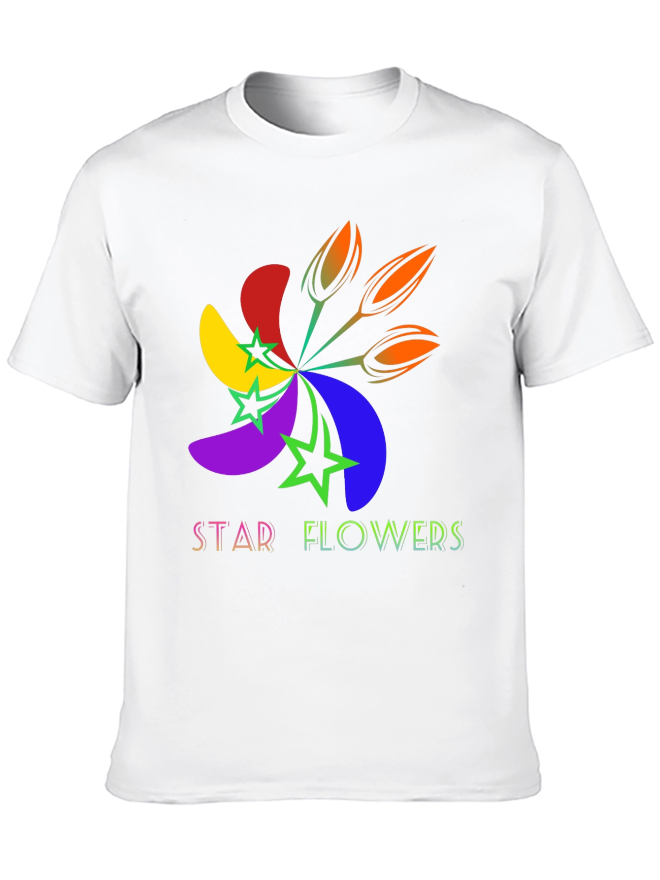 Black Star Flowers Graphic Tee - Bold & Bright Design view 10