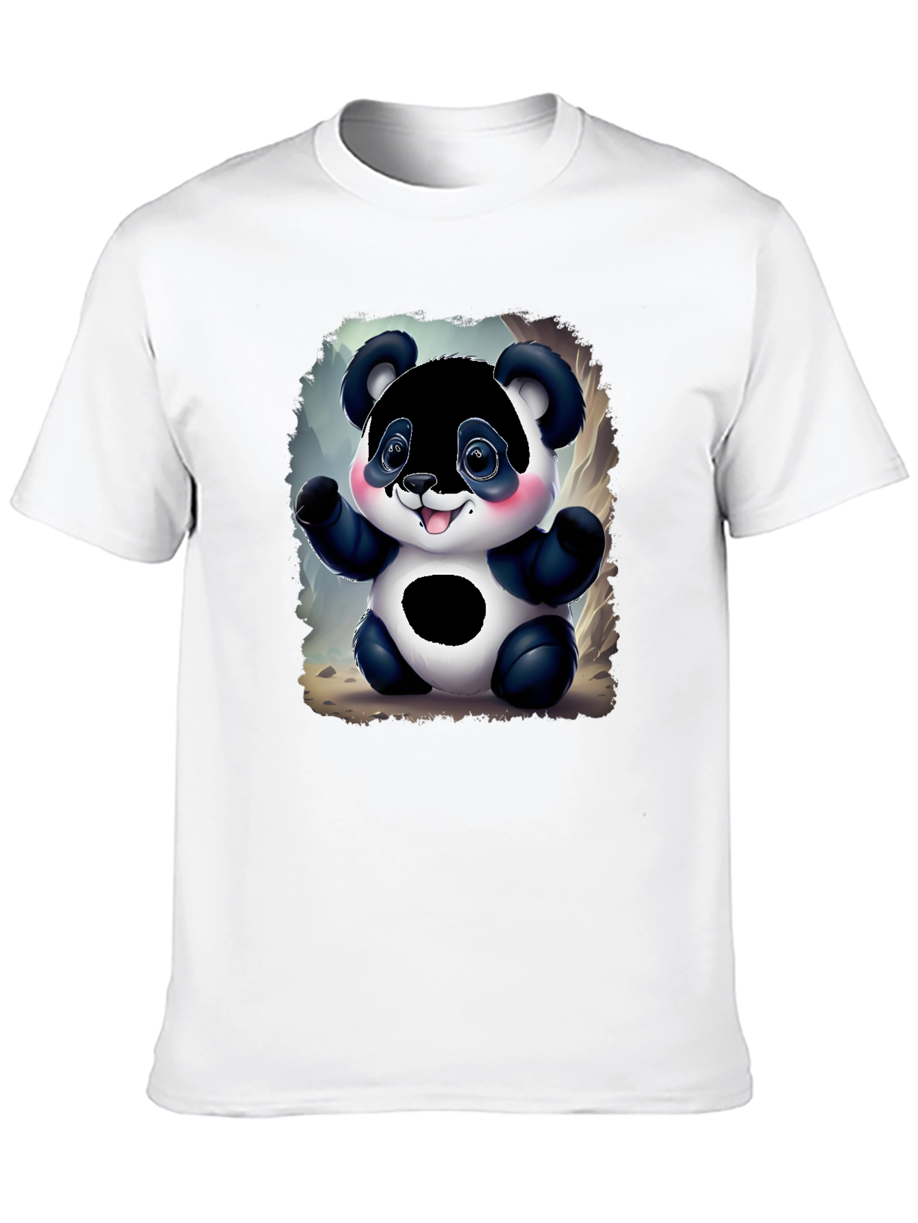 Black Cute Panda Bear Graphic Tee - Black Unisex Shirt view 10