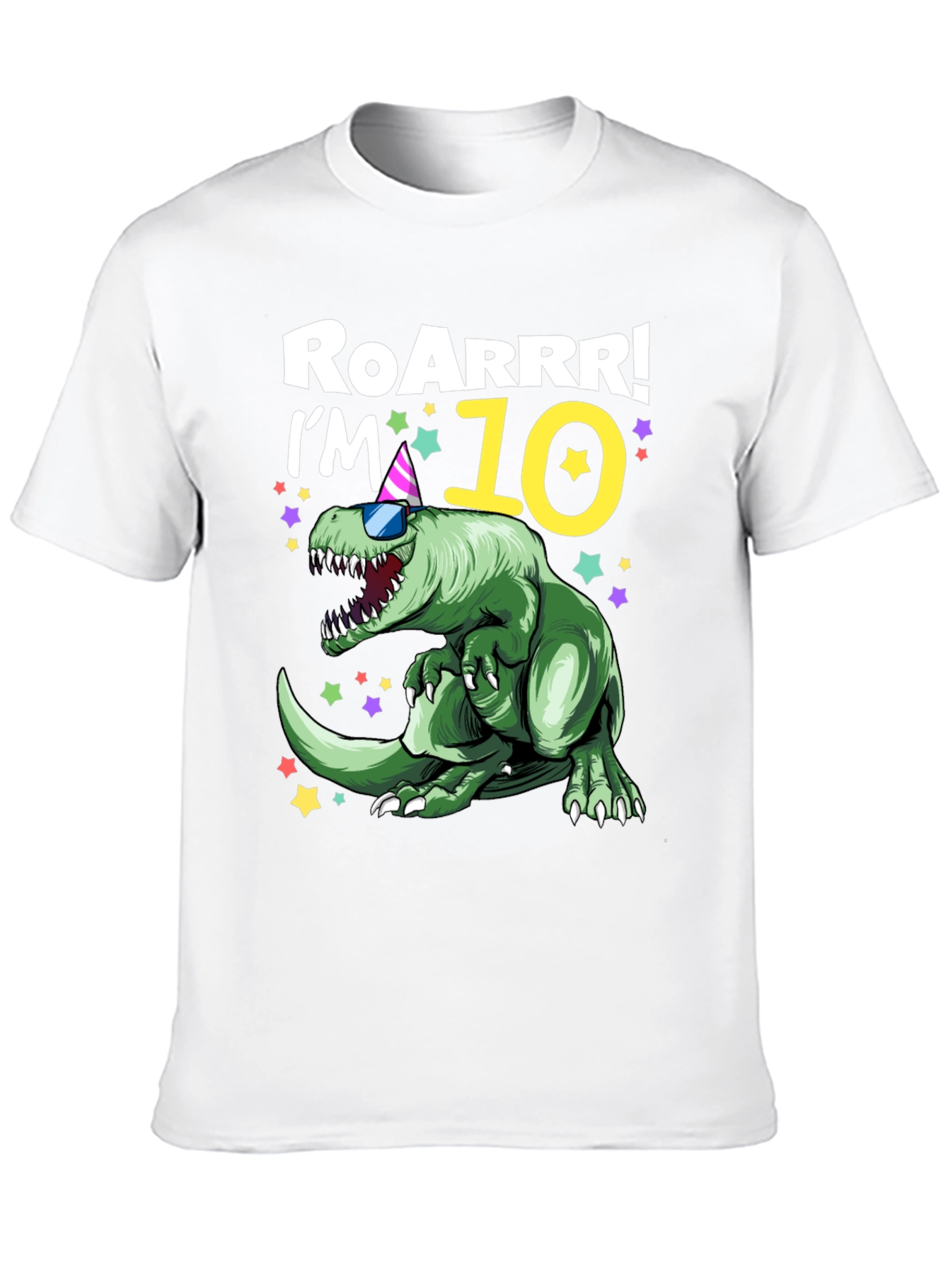 Black Roarrr! I'm 10 Dinosaur T-Shirt view 10