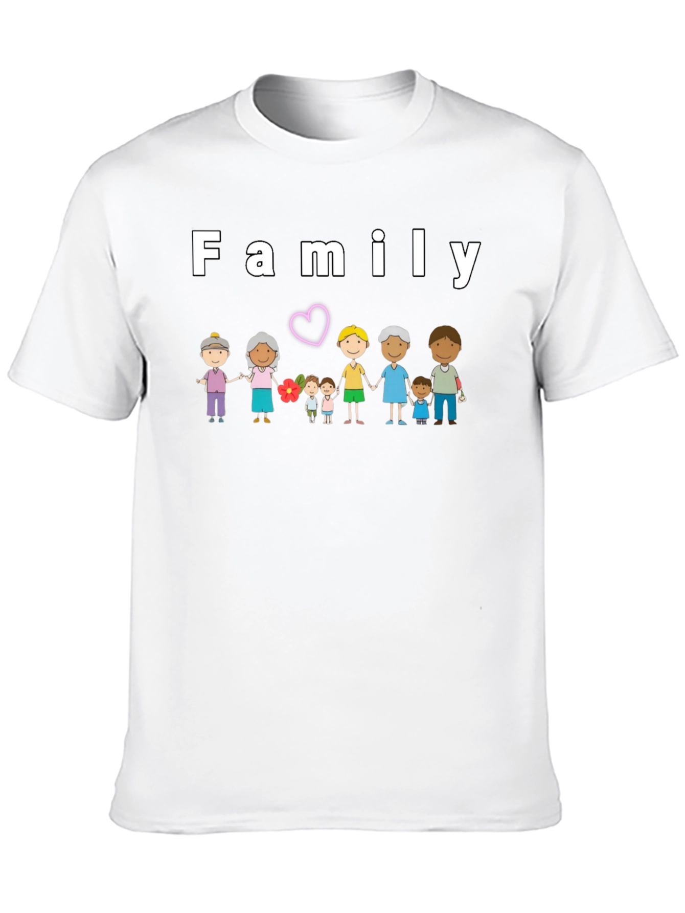 Black Family Cartoon Graphic Black T-Shirt view 10