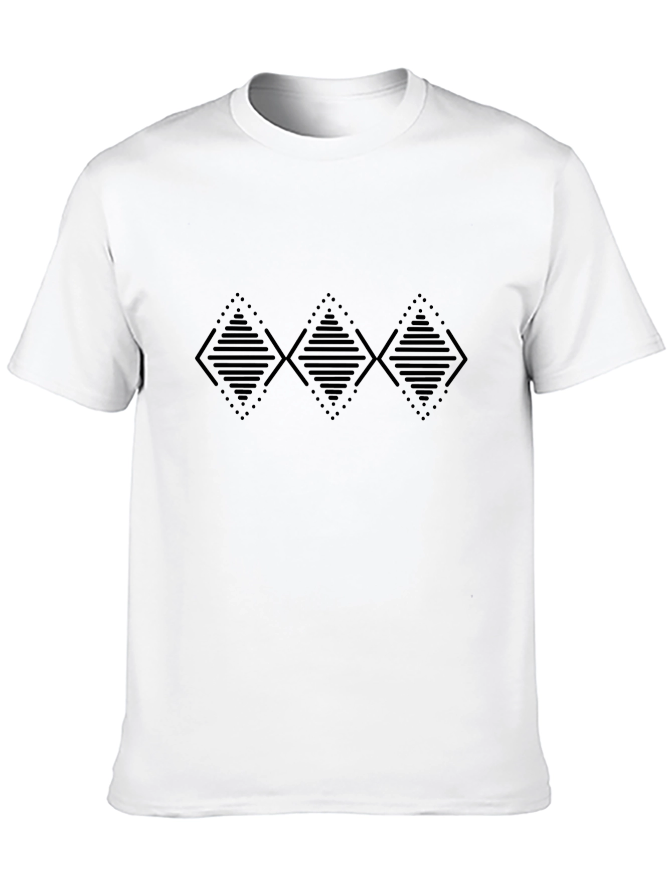 Black Geometric Diamond Pattern Black T-Shirt view 10