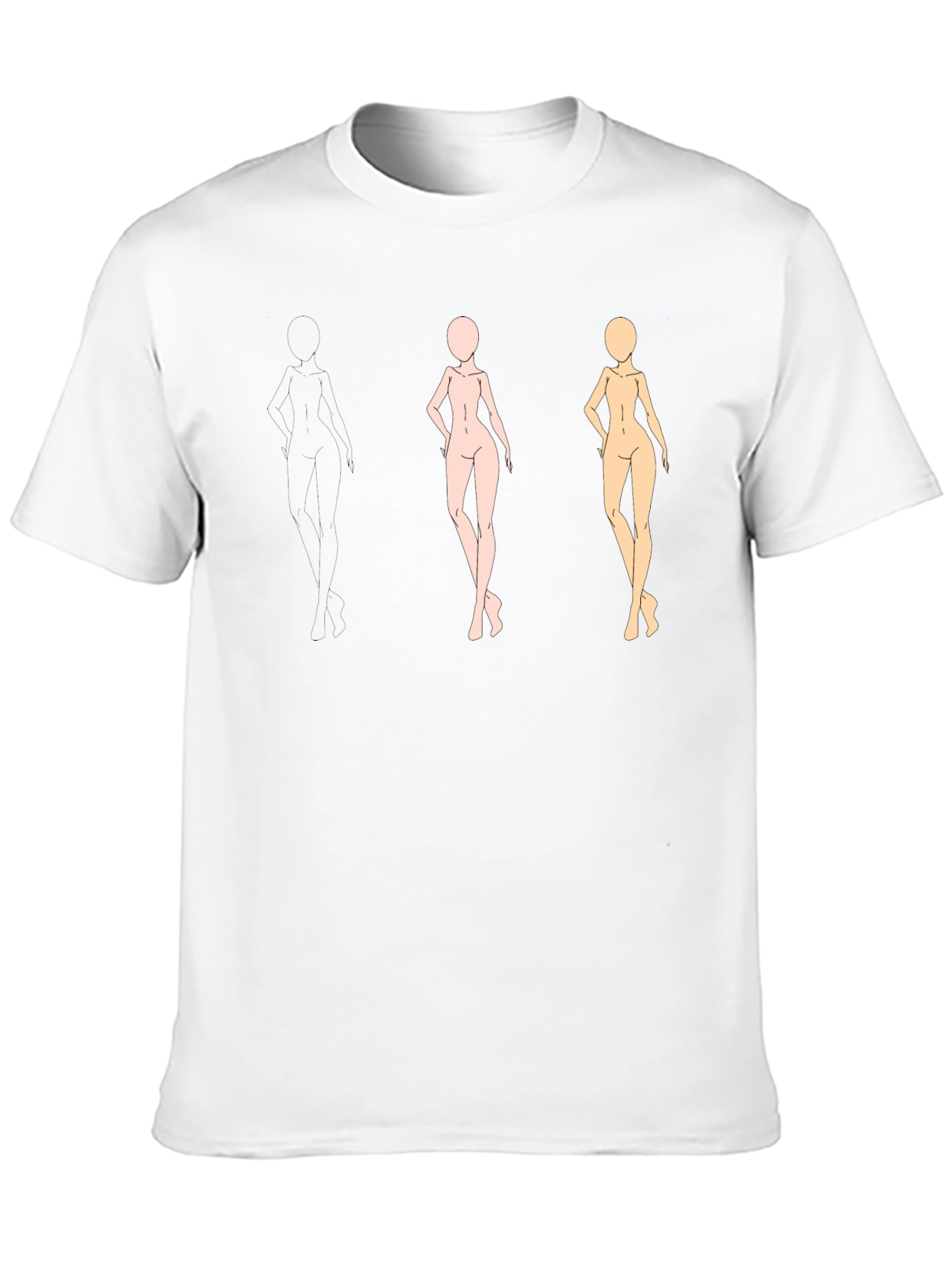 Black Trendy Black Tee with Figure Sketches view 10