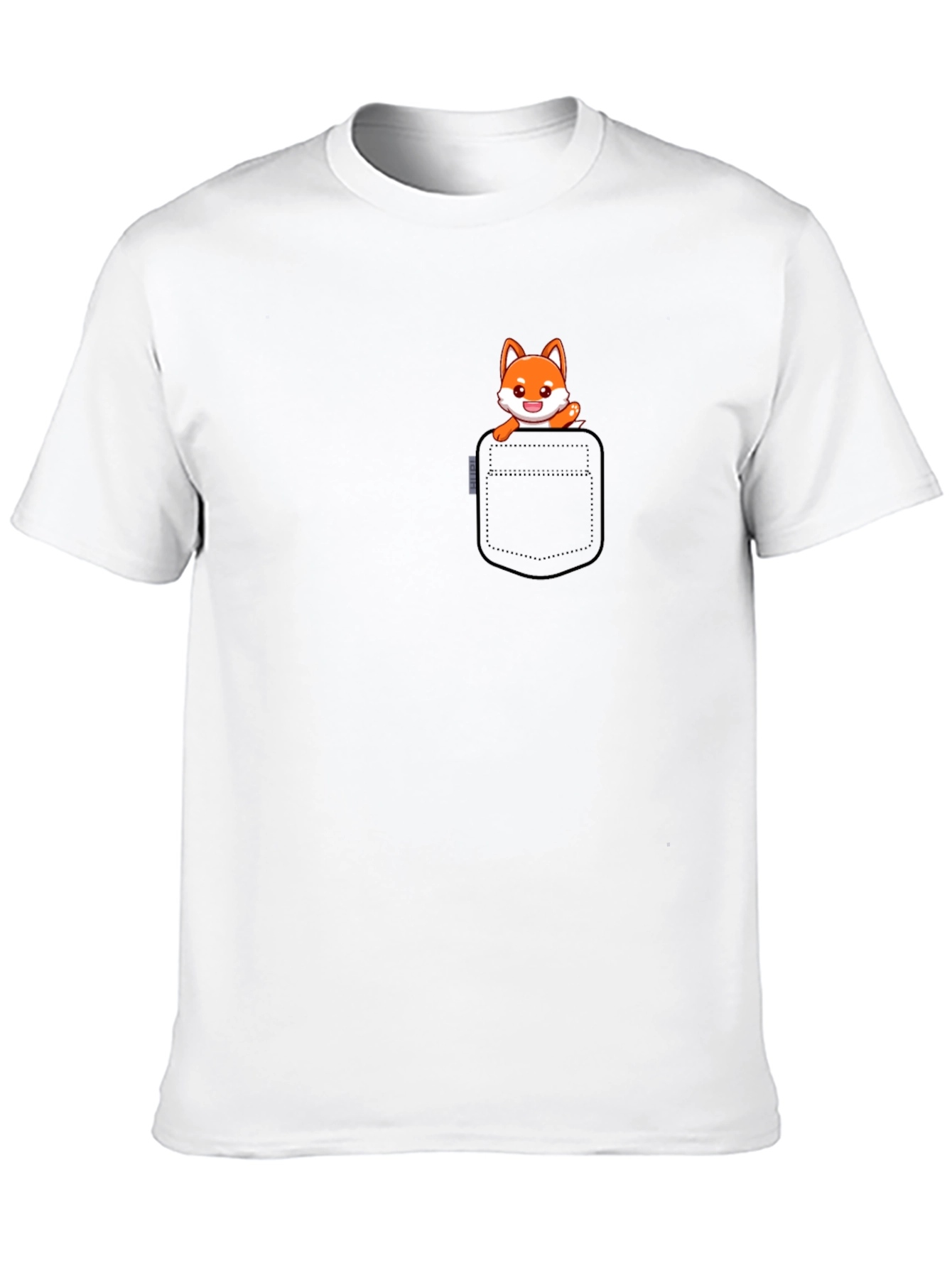 Black Fox in Pocket Black T-Shirt - Cute Graphic Tee view 10