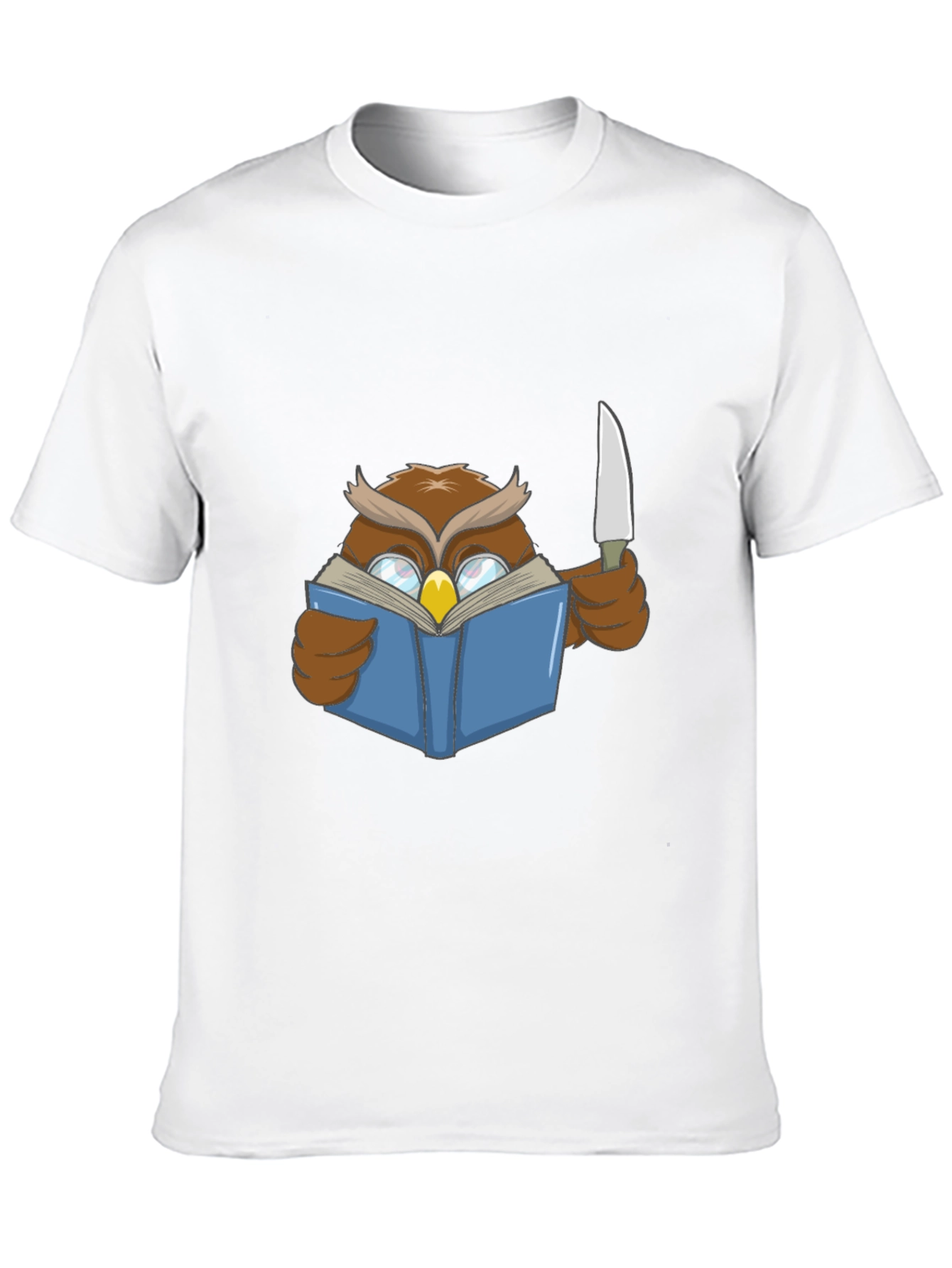 Black Owl Reading Book With Knife T-Shirt view 10