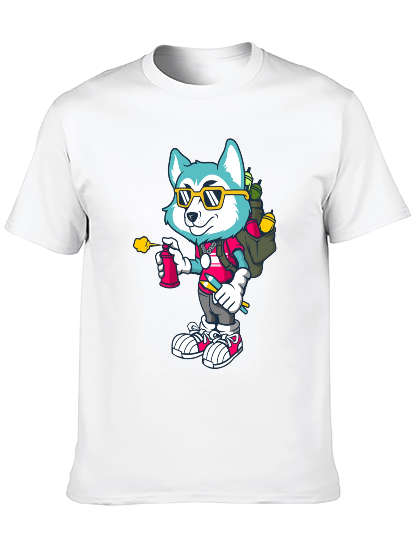 Black Cartoon Husky Graffiti Artist Graphic Tee view 10