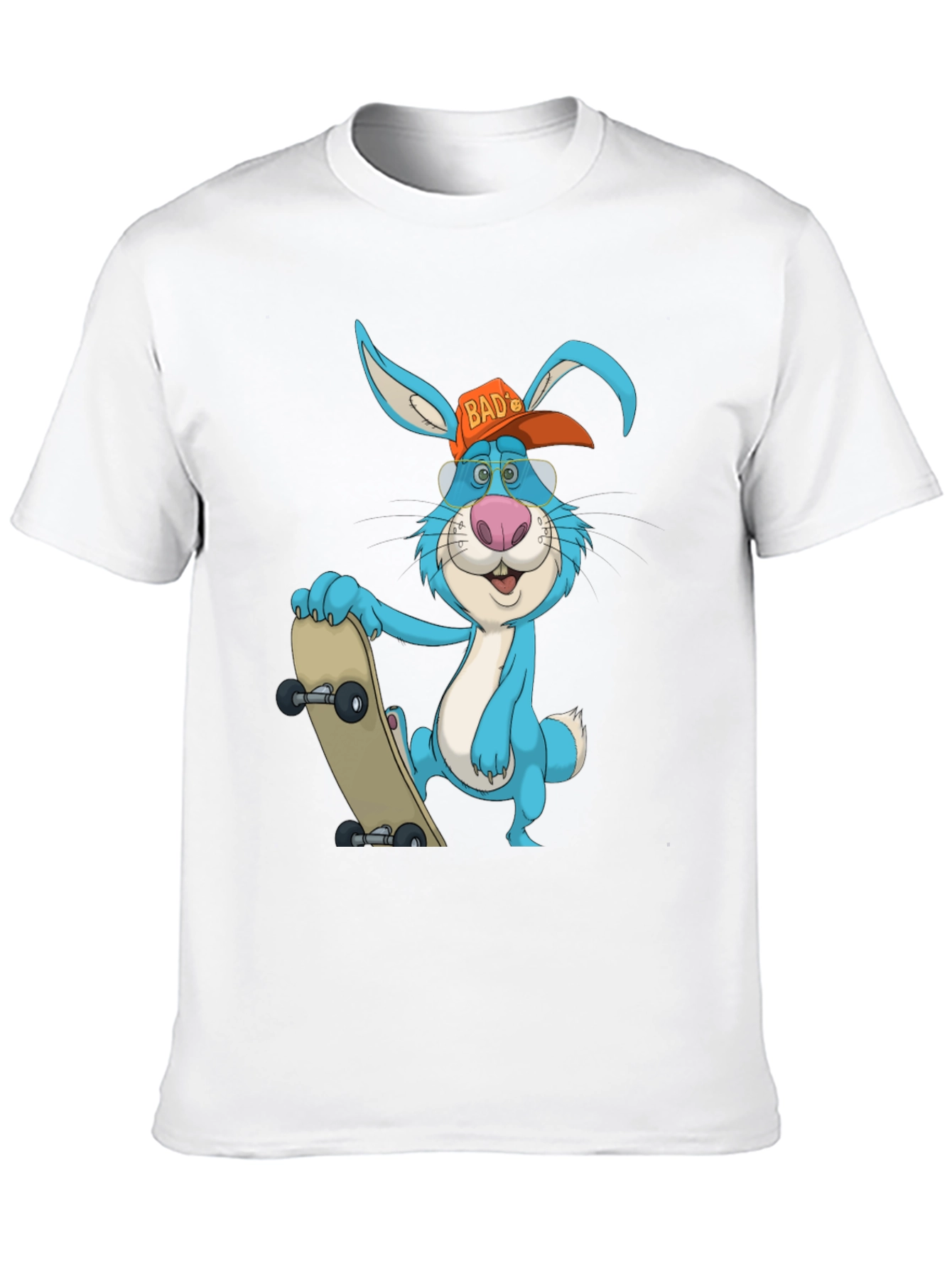 Black Cool Rabbit Skateboarder Graphic T-Shirt view 10