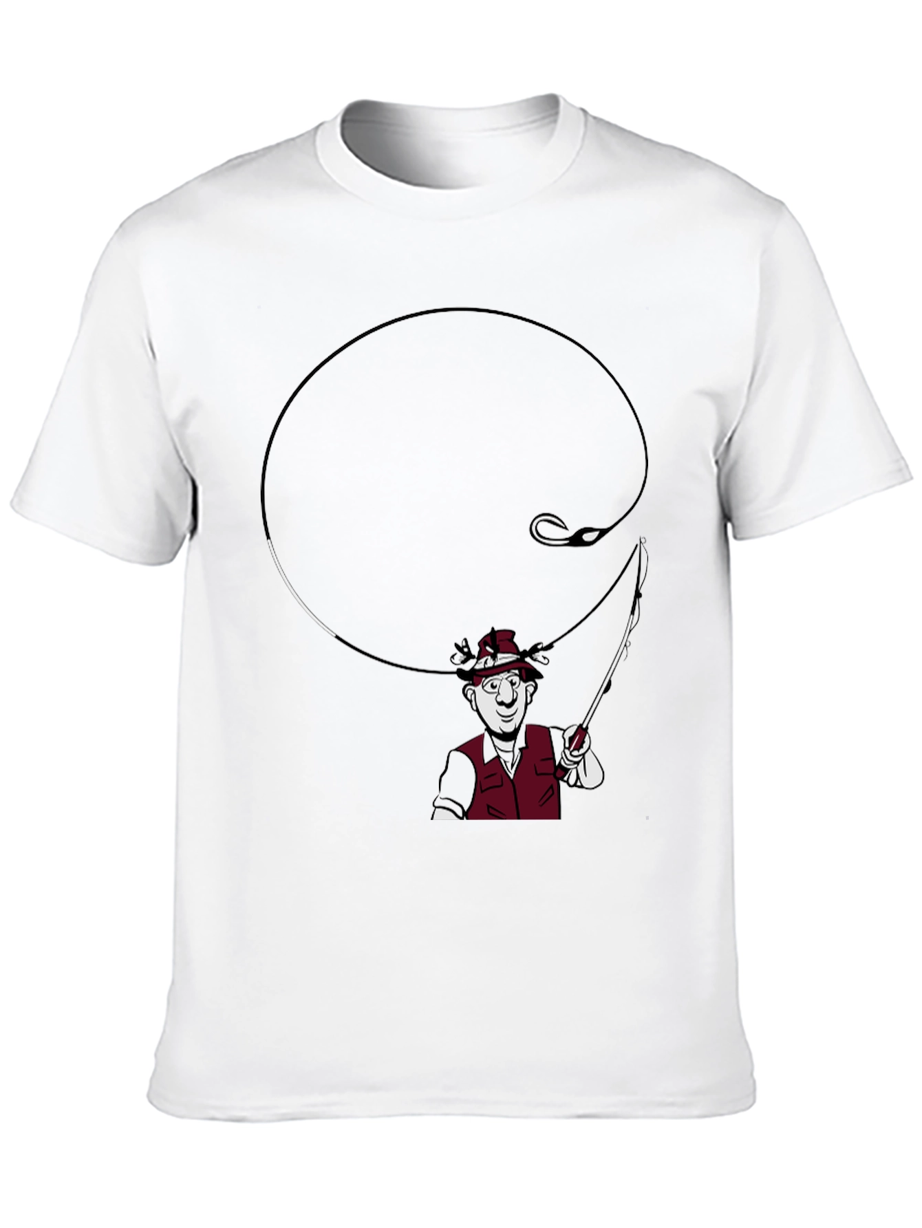 Black Fishing Cartoon Graphic T-Shirt view 10