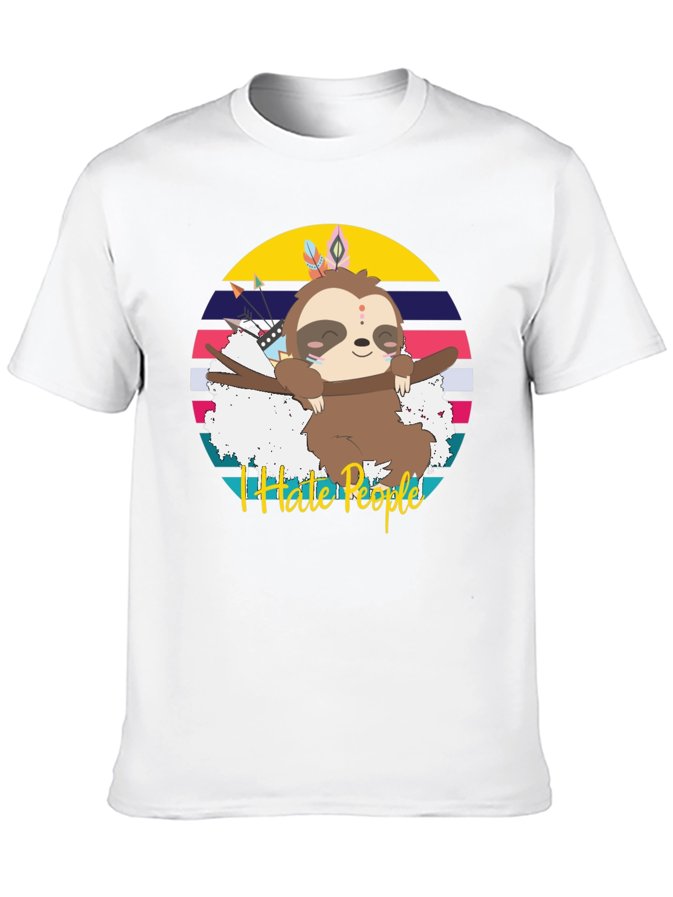 Black I Hate People Sloth Graphic T-Shirt view 10