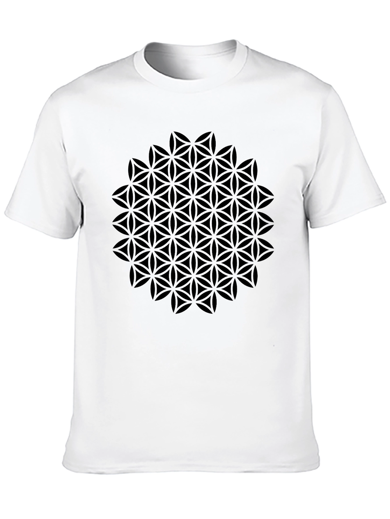 Black Geometric Flower of Life Black T-Shirt view 10