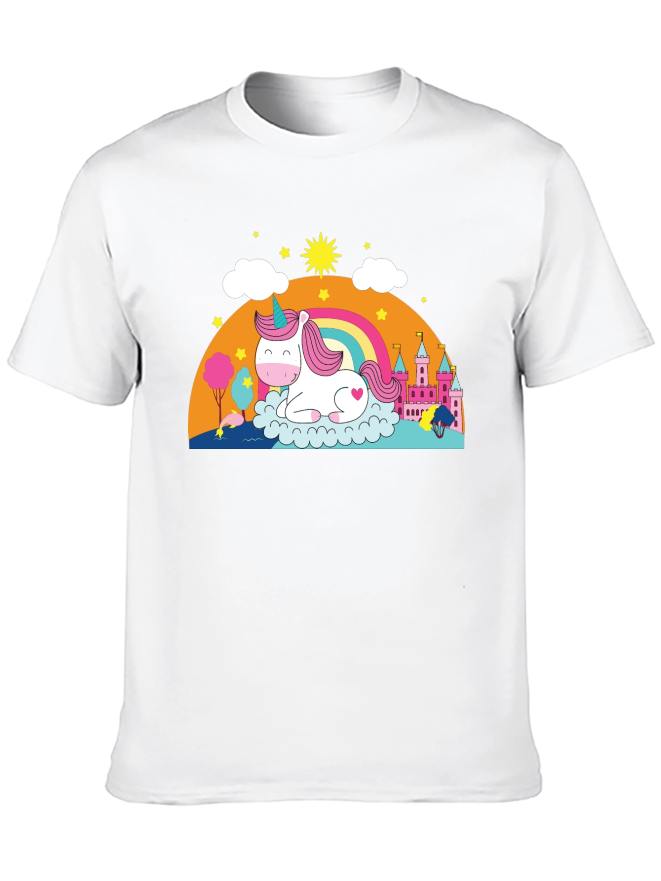 Black Unicorn Rainbow Castle Graphic Tee - Black Cotton Blend view 10