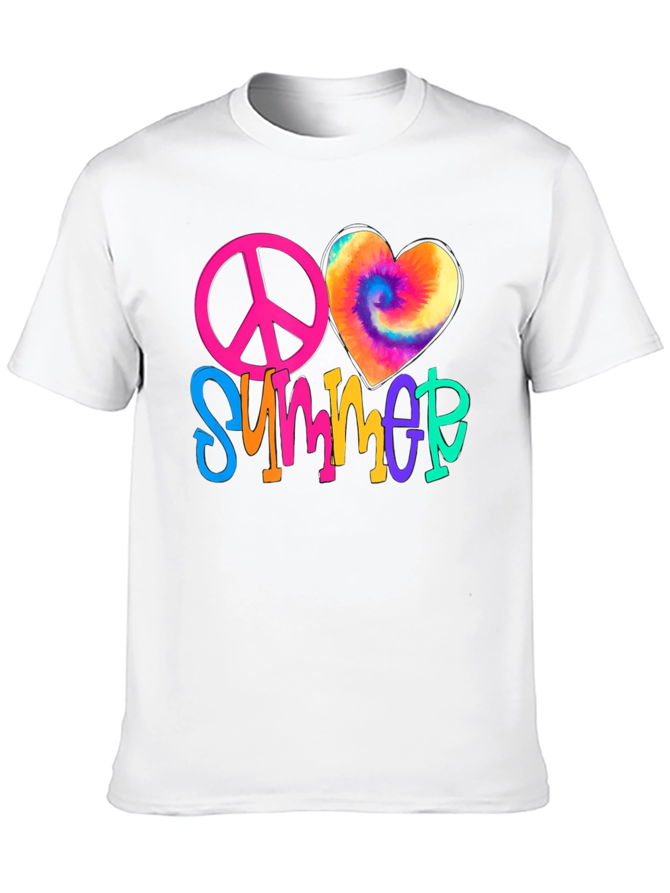 Black Peace Love Summer Tie-Dye Heart Graphic Tee view 10