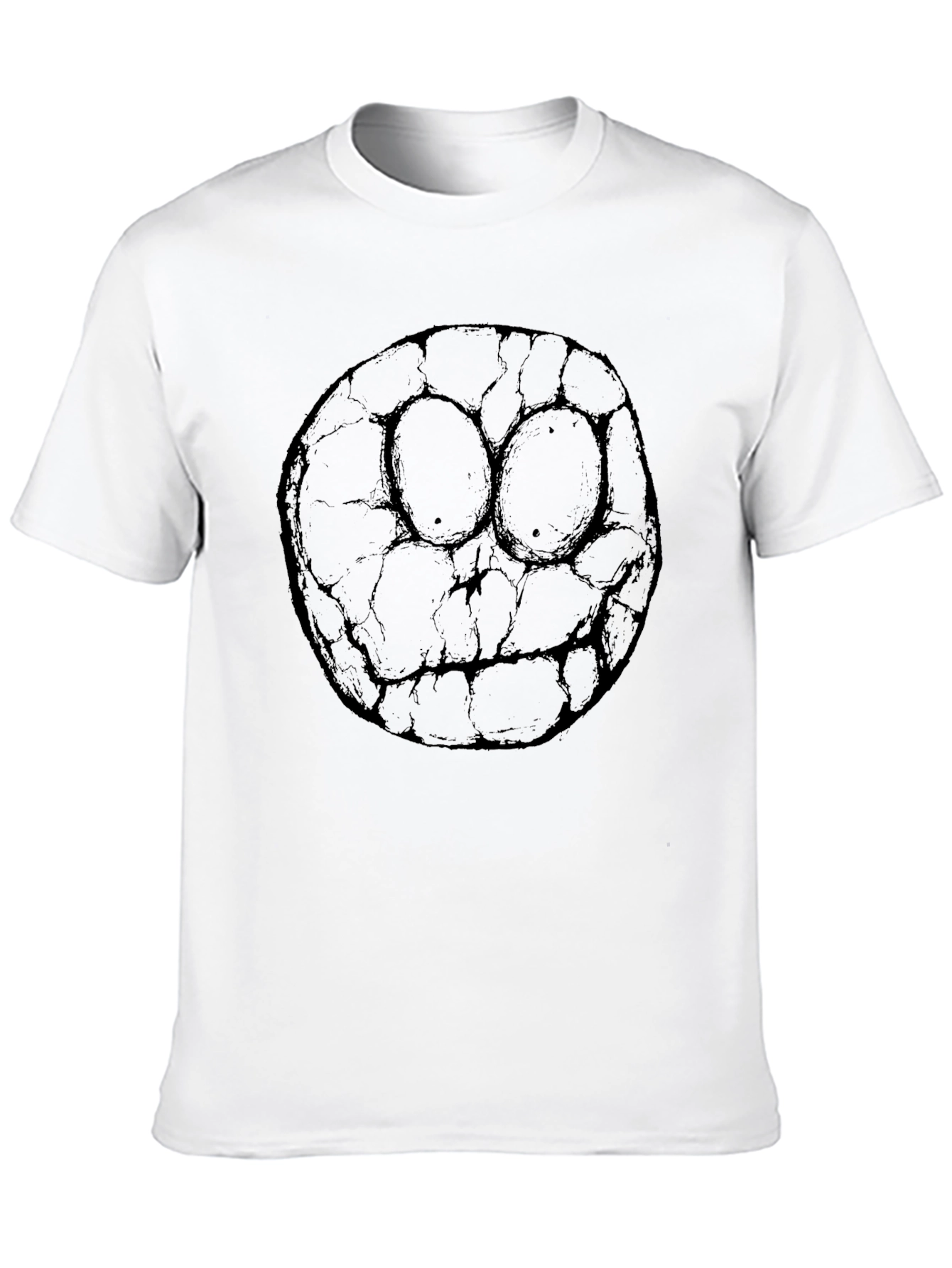 Black Black Graphic Tee - Cracked Smiley Face Print view 10