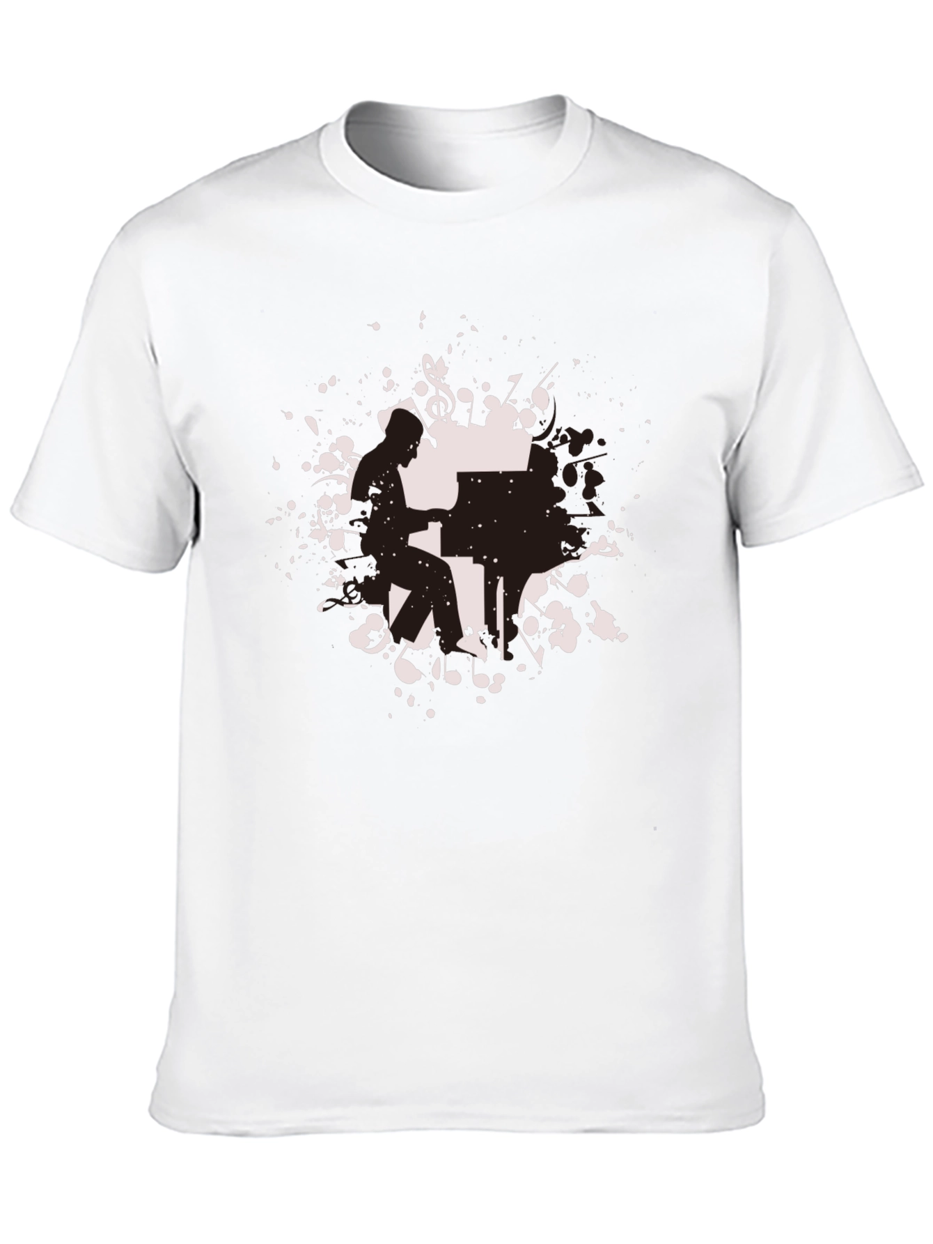 Black Piano Player Graphic Tee - Black Cotton Shirt view 10