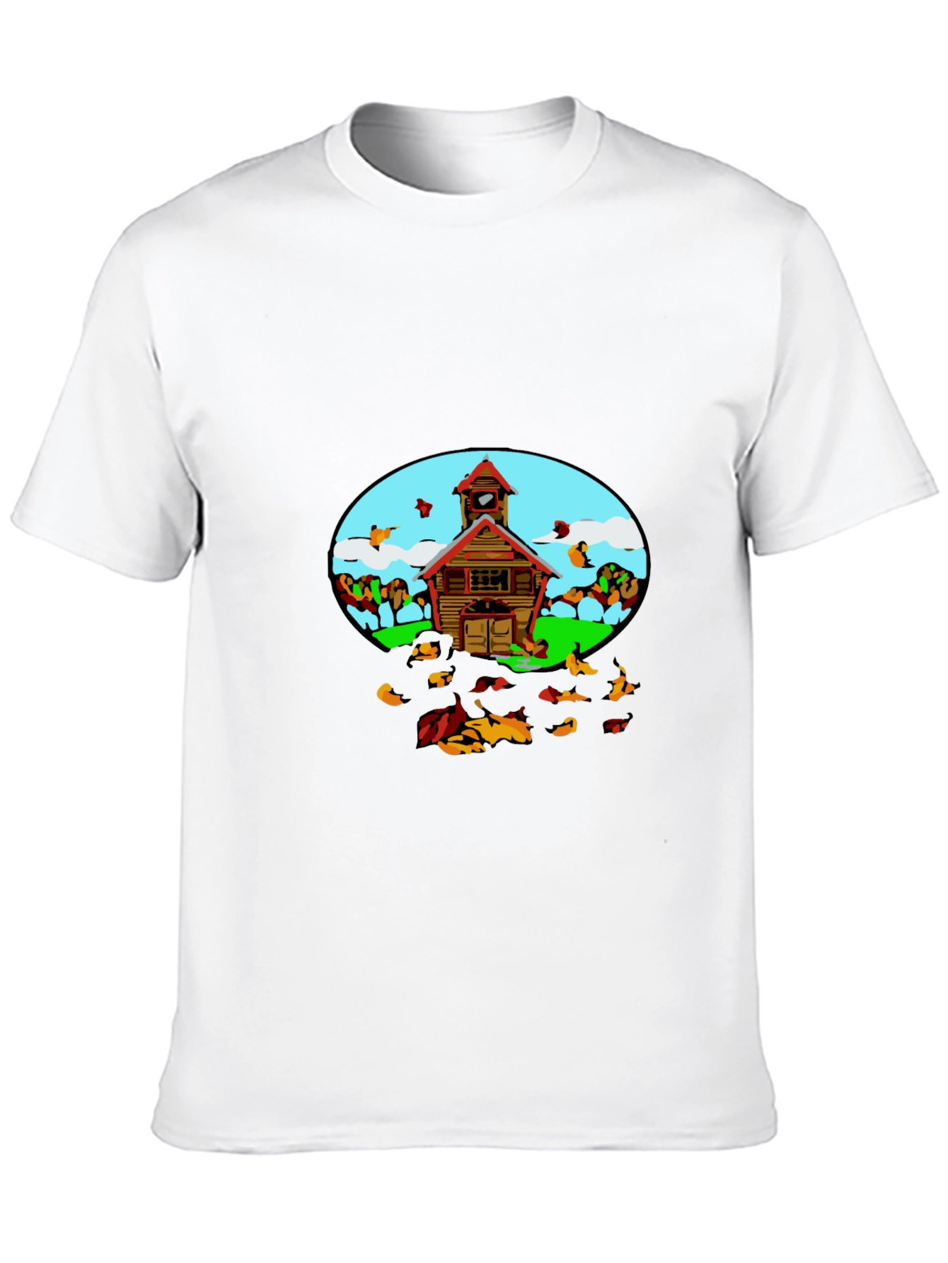 Black Cartoon Schoolhouse T-Shirt - Fun Graphic Tee view 10