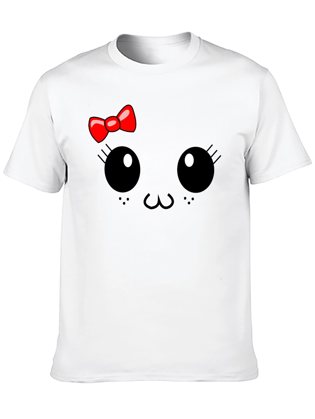 Black Cute Cartoon Face Black T-Shirt view 10