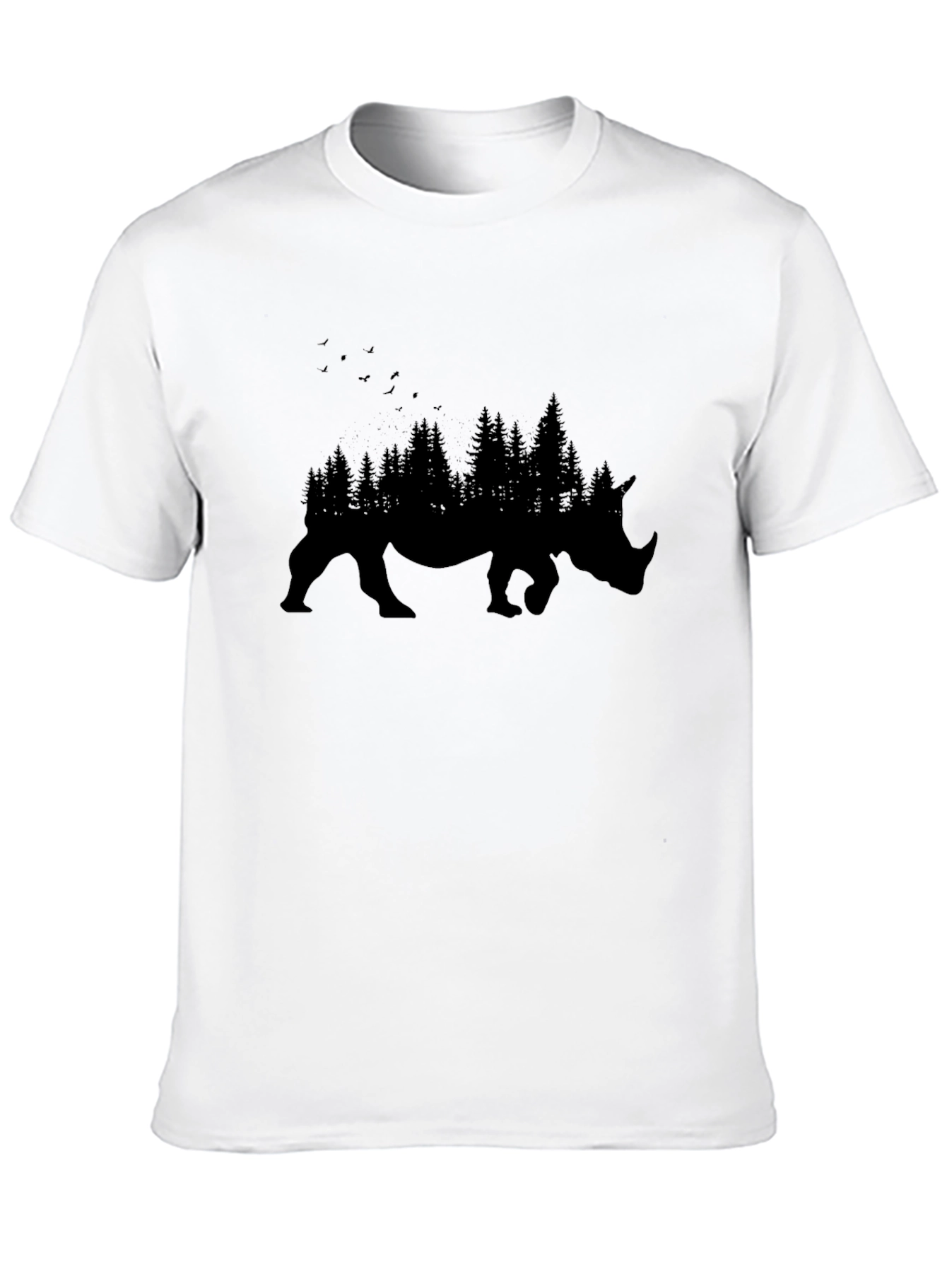 Black Men's Black Rhino Forest Graphic T-Shirt view 10