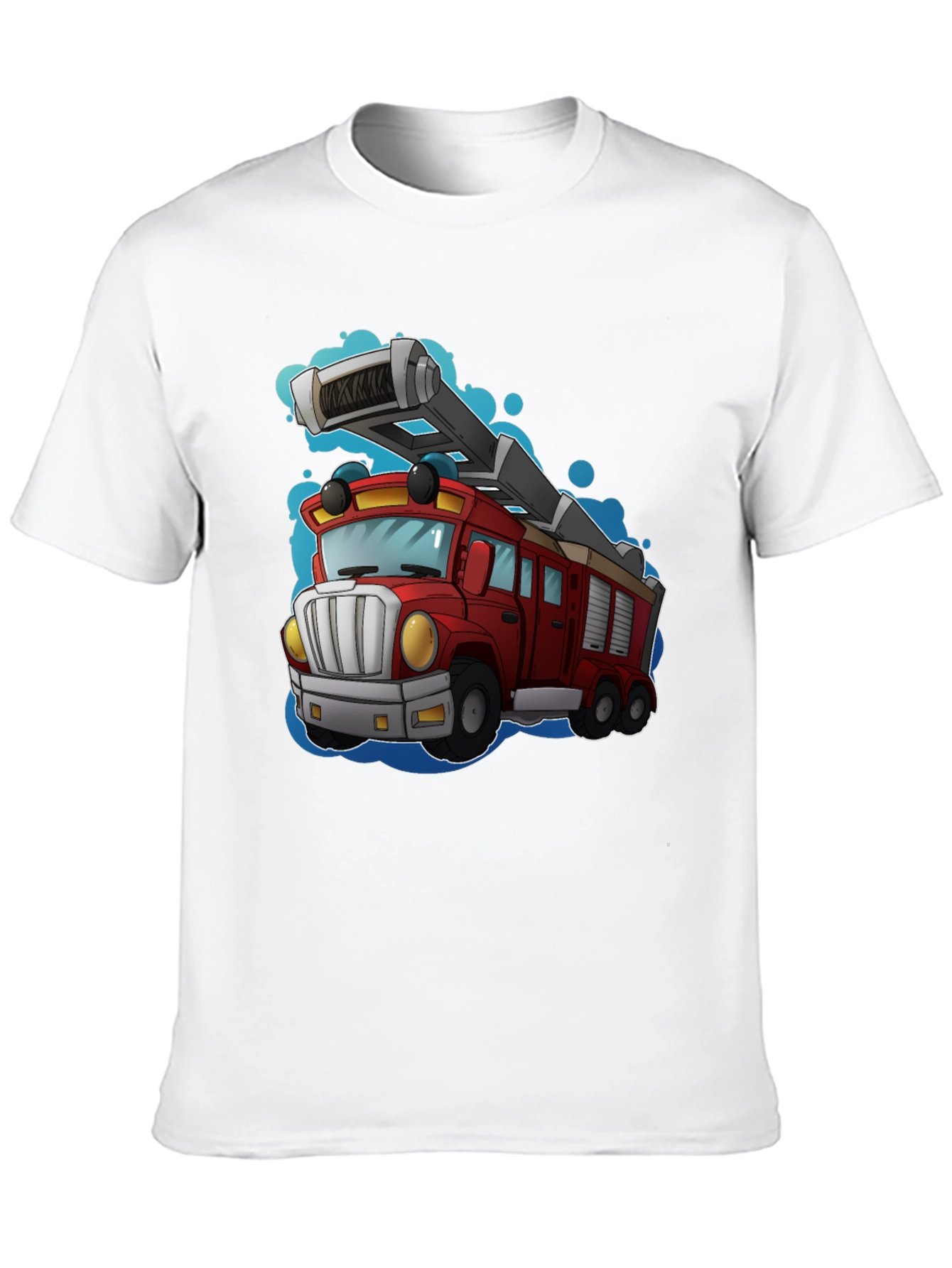 Black Cartoon Fire Truck T-Shirt view 10