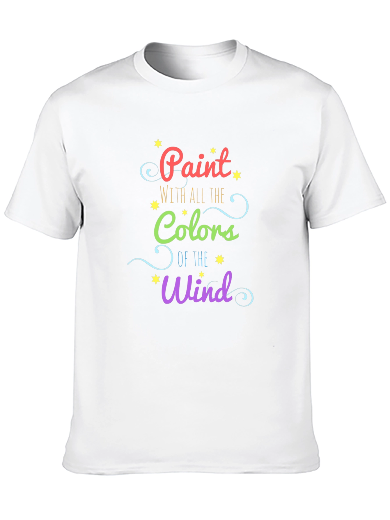 Black Paint with All the Colors of the Wind Graphic Tee view 10