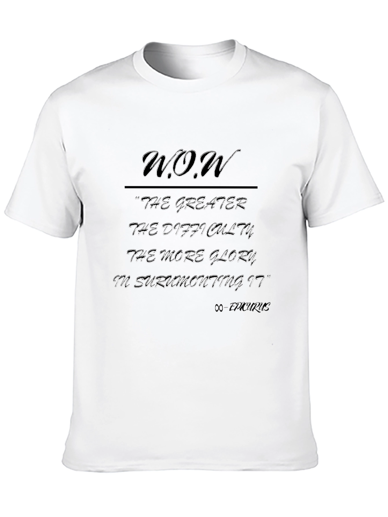 Black Inspirational Quote T-Shirt - The Greater the Difficulty, More Glory view 10