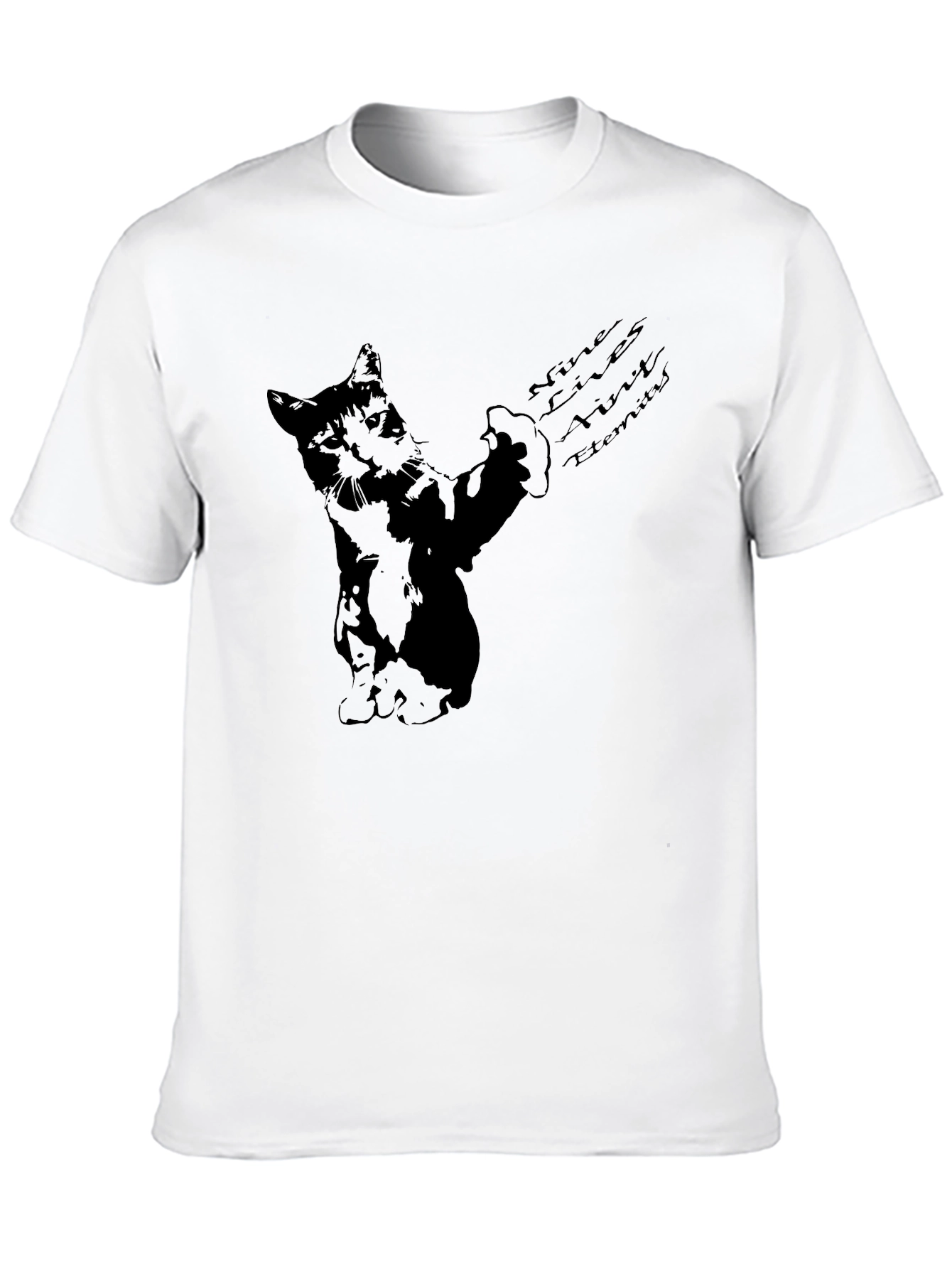 Black Nine Lives Cat Graphic T-Shirt view 10