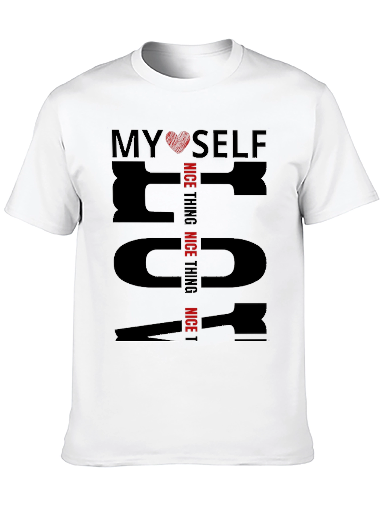 Black My Self T-Shirt Nice Thing, Black Cotton Tee view 10