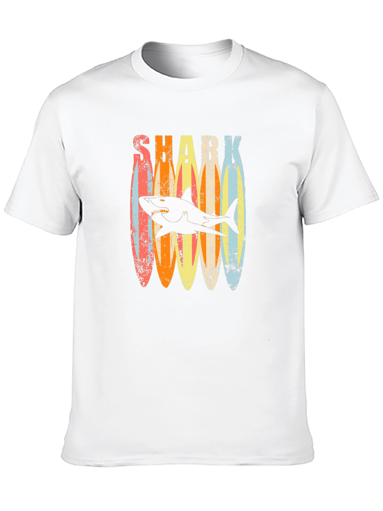 Retro Shark Surfboard T-Shirt - Casual Graphic Tee - 10