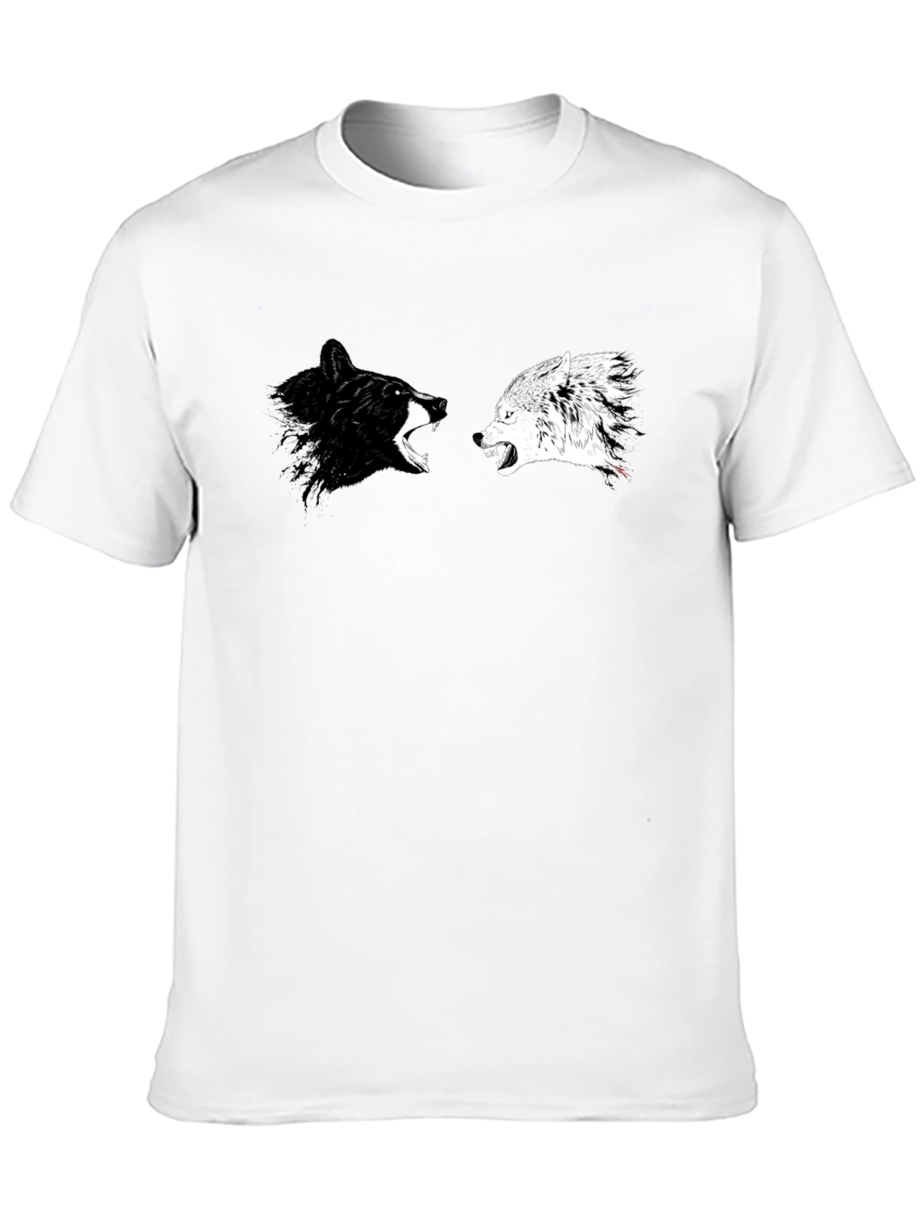 Black Yin Yang Wolves Graphic Tee - Black Cotton T-Shirt view 10