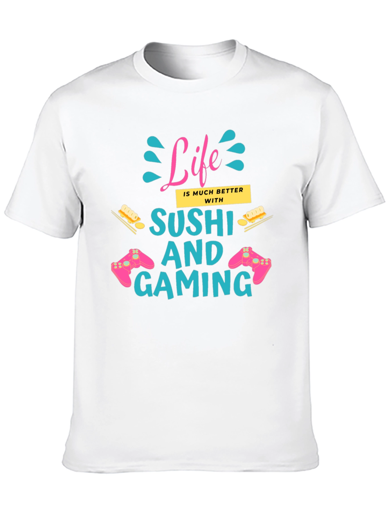 Black Life Better with Sushi and Gaming Black T-Shirt view 10
